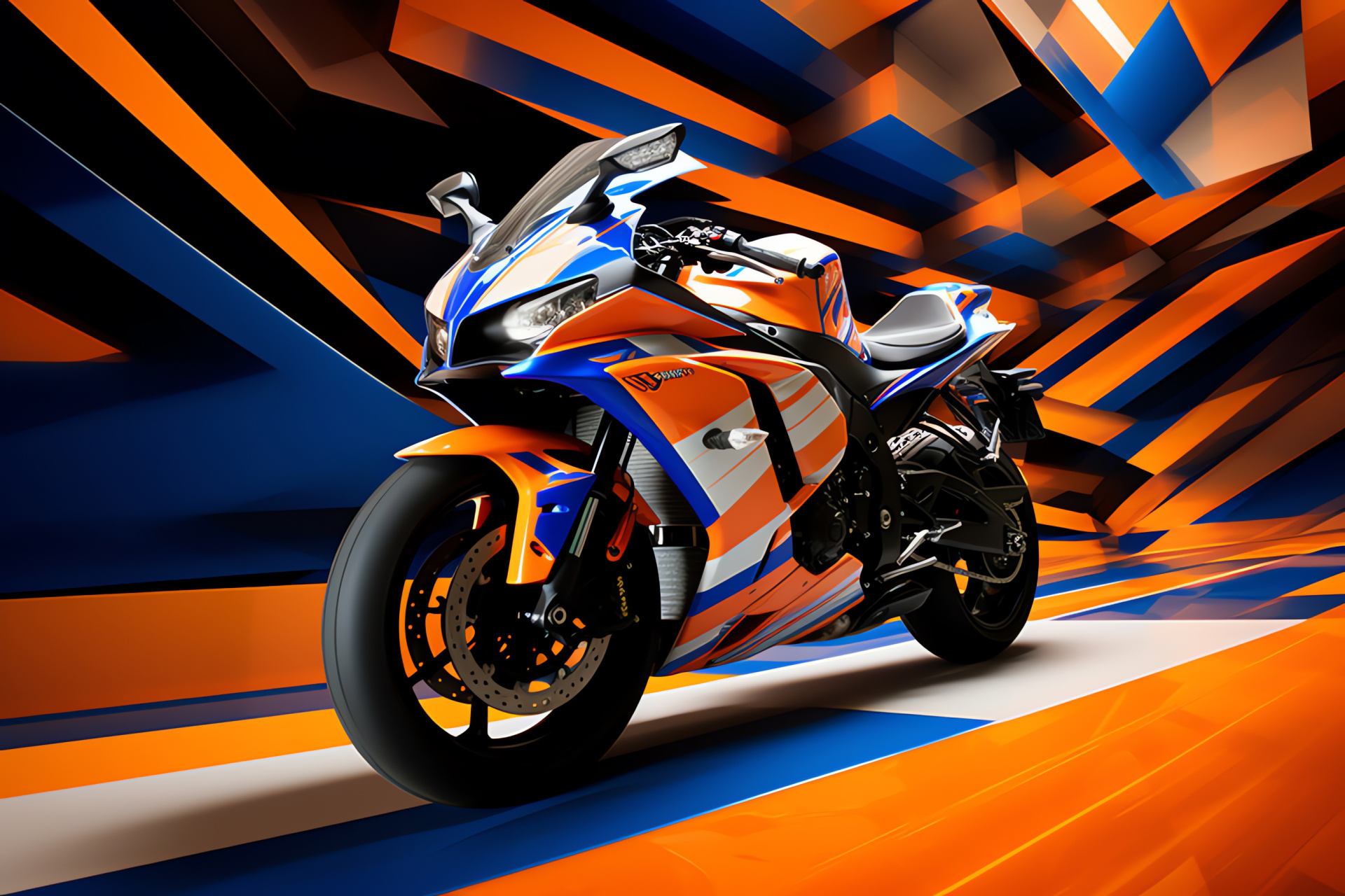 Yamaha R1 superbike, Track performance, Racing motorcycle, Aggressive stance, Abstract artistry, HD Desktop Image