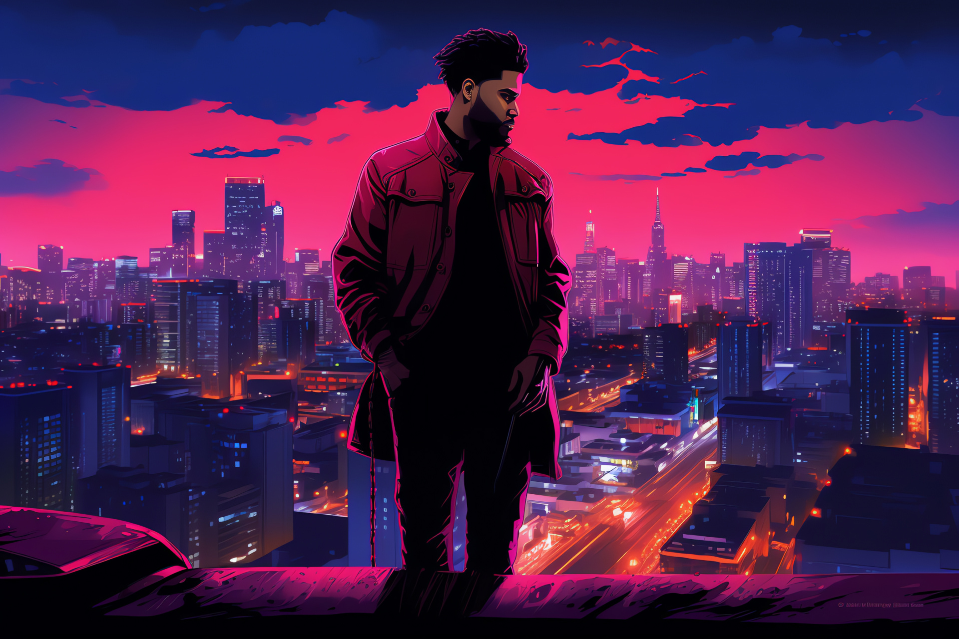 The Weeknd, Dazzling nightlife, City architecture, Skyline view, Evening ambience, HD Desktop Wallpaper