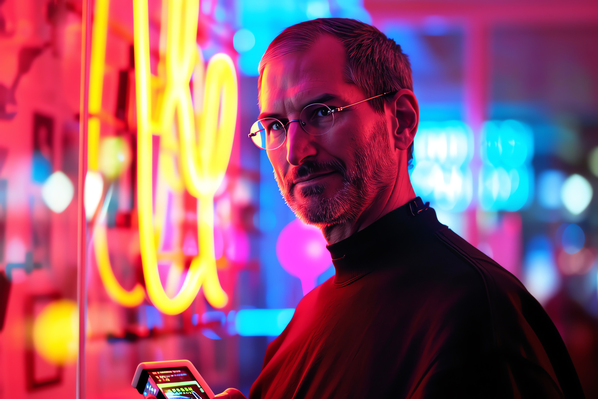 Steve Jobs media event, Industry stage announcement, Innovation showcase, Conceptual tech display, Jobs' presentation, HD Desktop Wallpaper