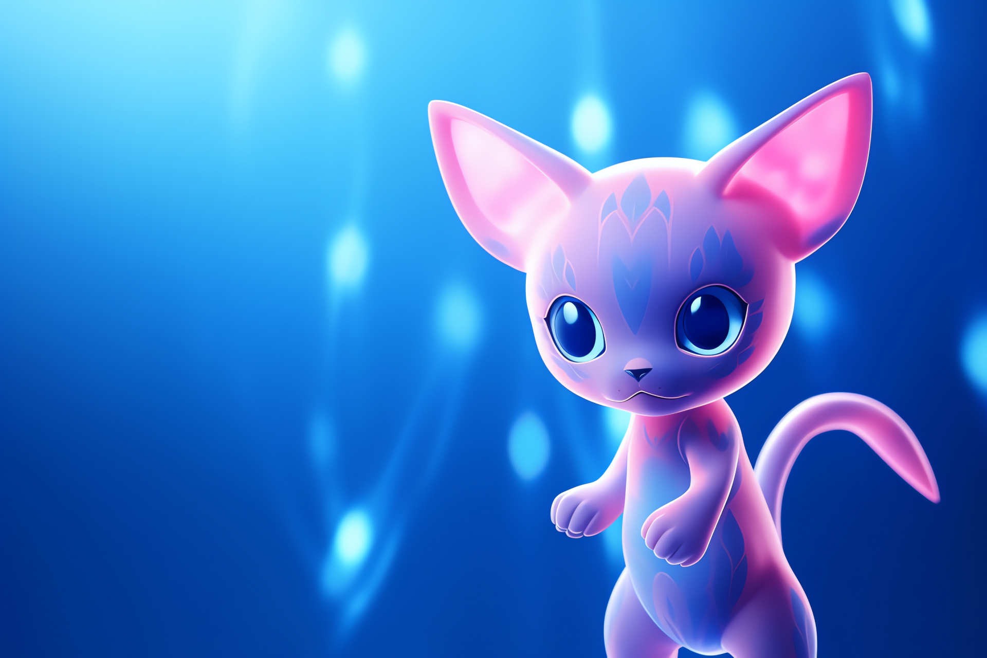 Mew, Legendary Pokmon, Telekinetic ability, Floating creature, Sapphire gaze, HD Desktop Image