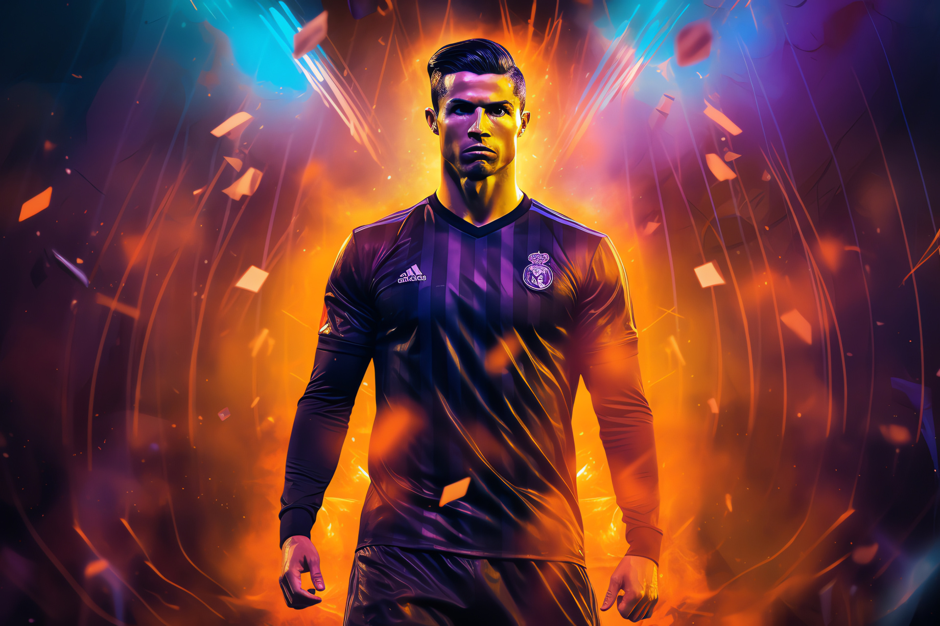 Ronaldo, Piercing gaze, Sporting ambition, Authoritative presence, Assertive stance, HD Desktop Image