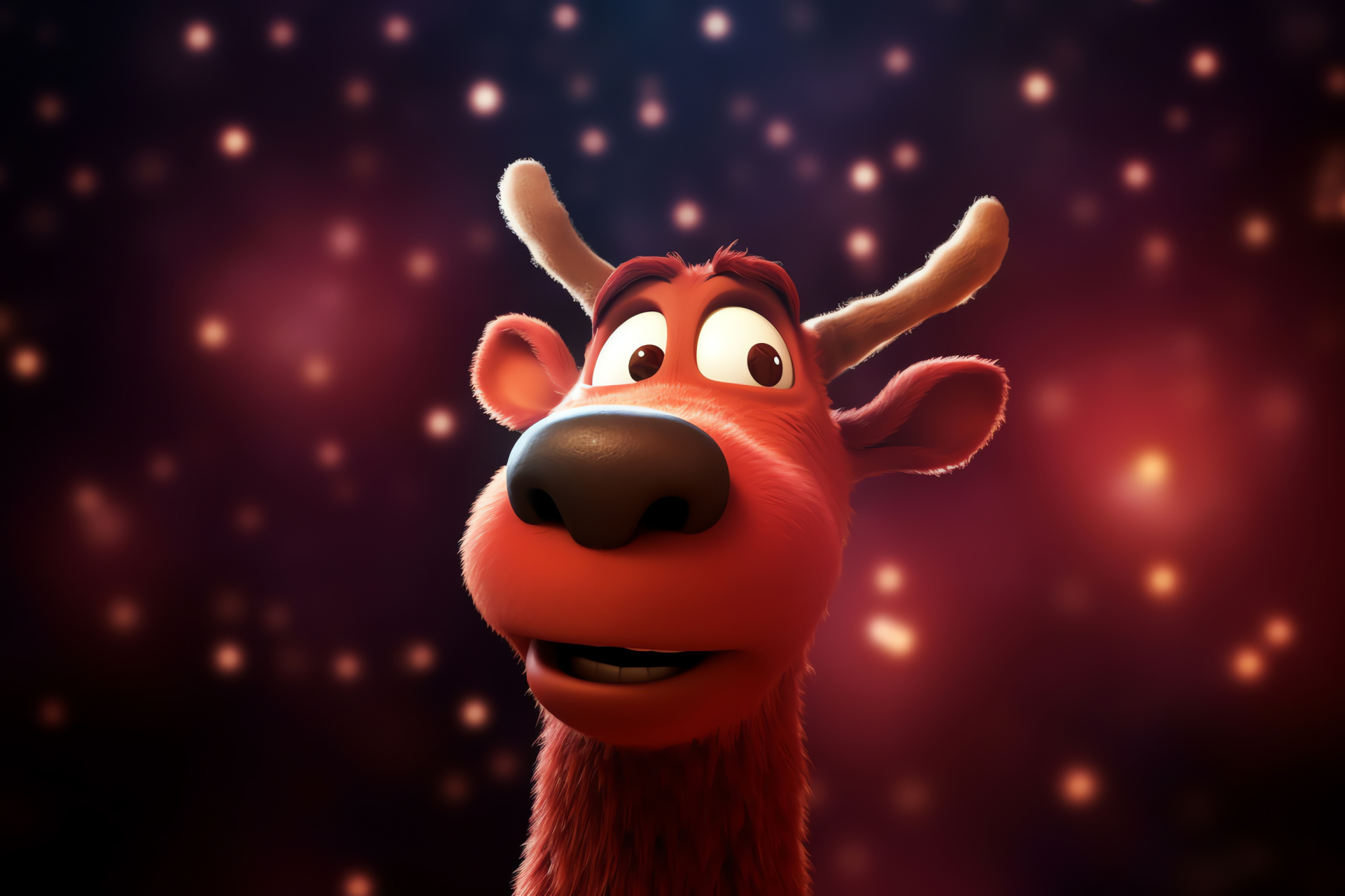 Rudolph, Iconic reindeer, Nocturnal backdrop, Christmas guide, Festive mythology, HD Desktop Wallpaper