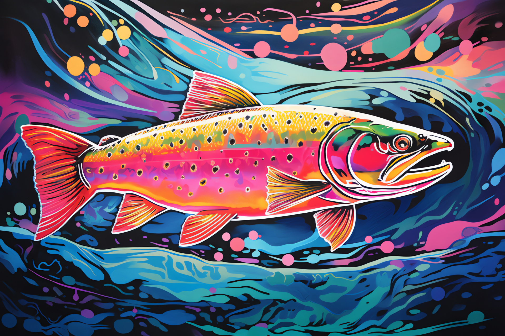 Salvelinus fontinalis, Cobalt shimmer streaks, Roseate belly shine, Sinuous stream inhabitant, HD Desktop Wallpaper