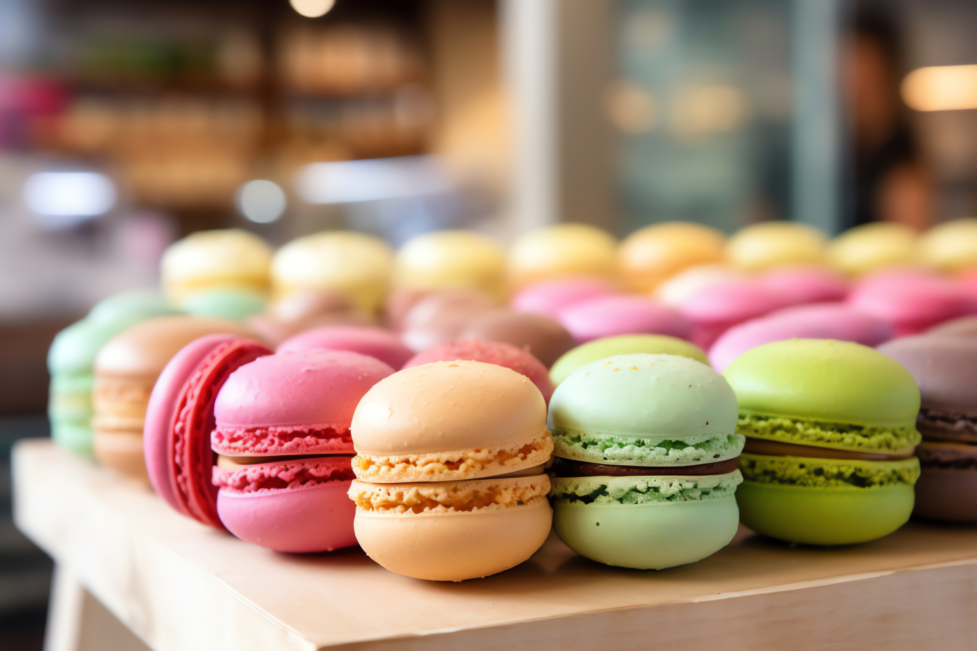 Patisserie delicacy, Parisian macarons, Crisp almond confection, Tart raspberry filling, Earthy pistachio flavor, HD Desktop Image