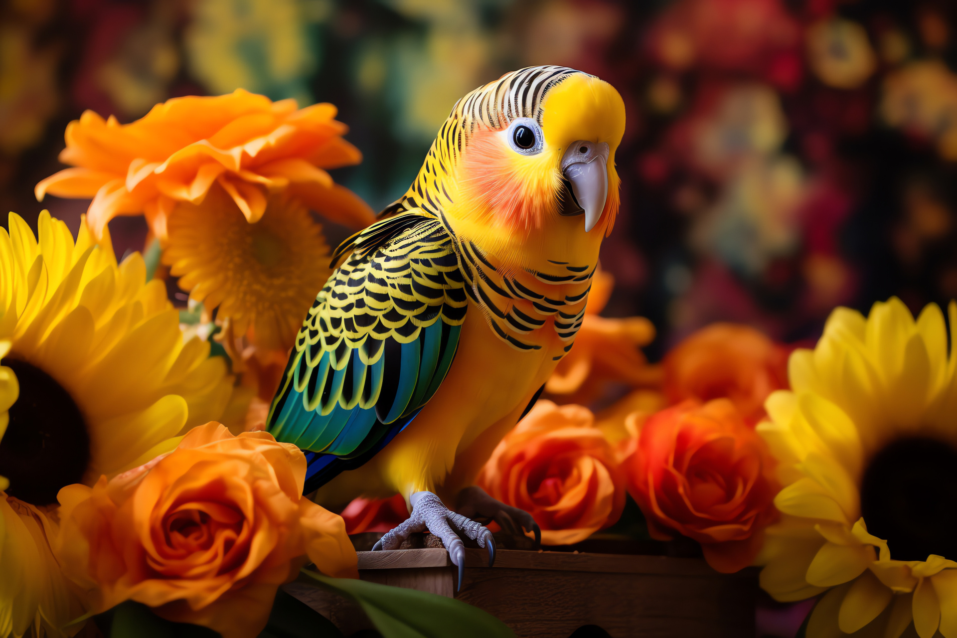 Parakeet plumage, Avian vibrancy, Ornamental birds, Garden aviaries, Ornithological beauty, HD Desktop Wallpaper