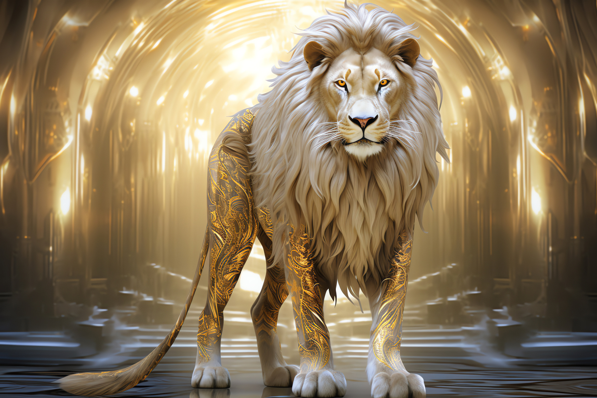 Majestic Aslan, Narnian creature, Regal presence, Kingly bearing, Fictional figure, HD Desktop Wallpaper