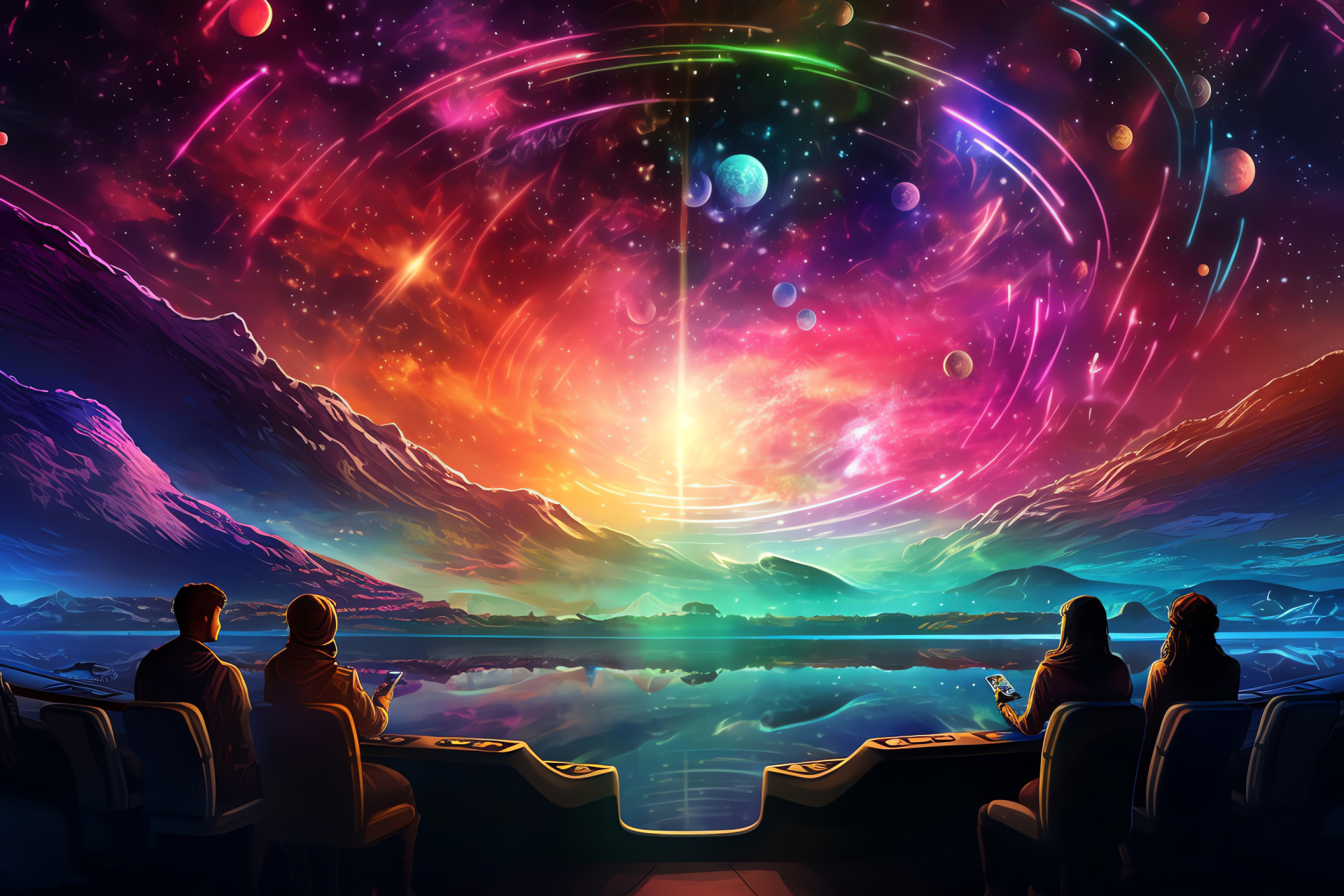 Space vessel Ethereal Dream, Outer space creature, Radiating cosmic light, Prismatic space shine, HD Desktop Wallpaper