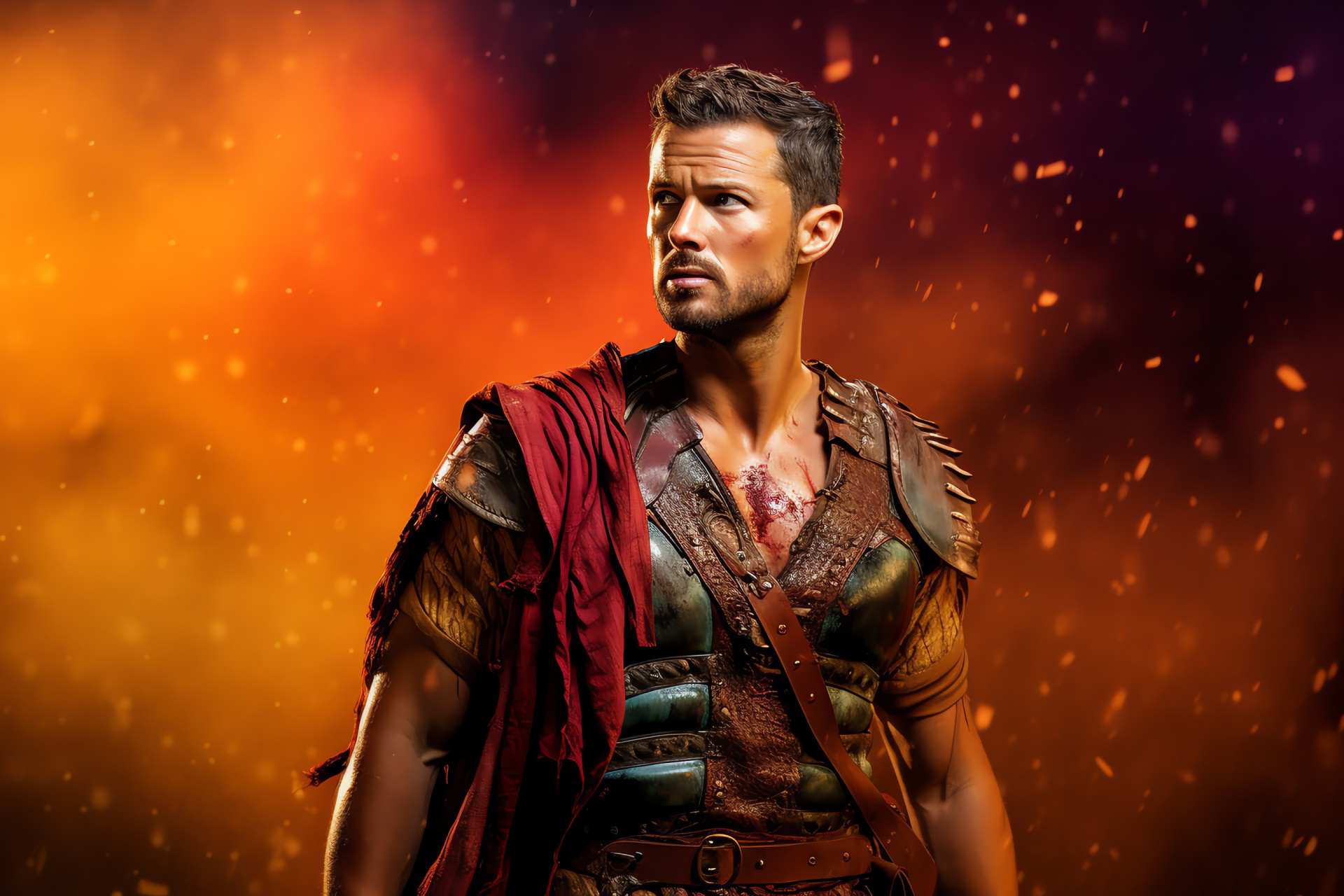Dan Feuerriegel, Agron the fighter, Action-packed series, Gladiator spear, Spartacus cast, HD Desktop Image