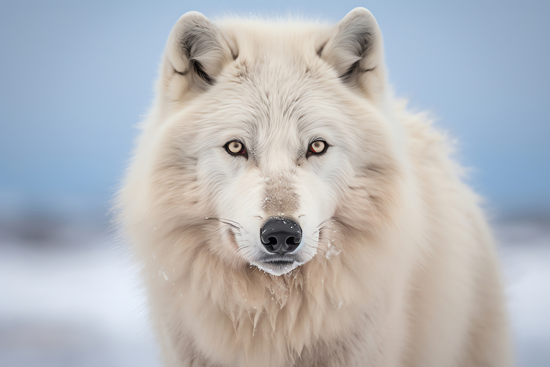 Arctic Wolf, Frosted biotope, Glacial eyes, Silvered pelt, Tundra inhabitant, HD Desktop Wallpaper