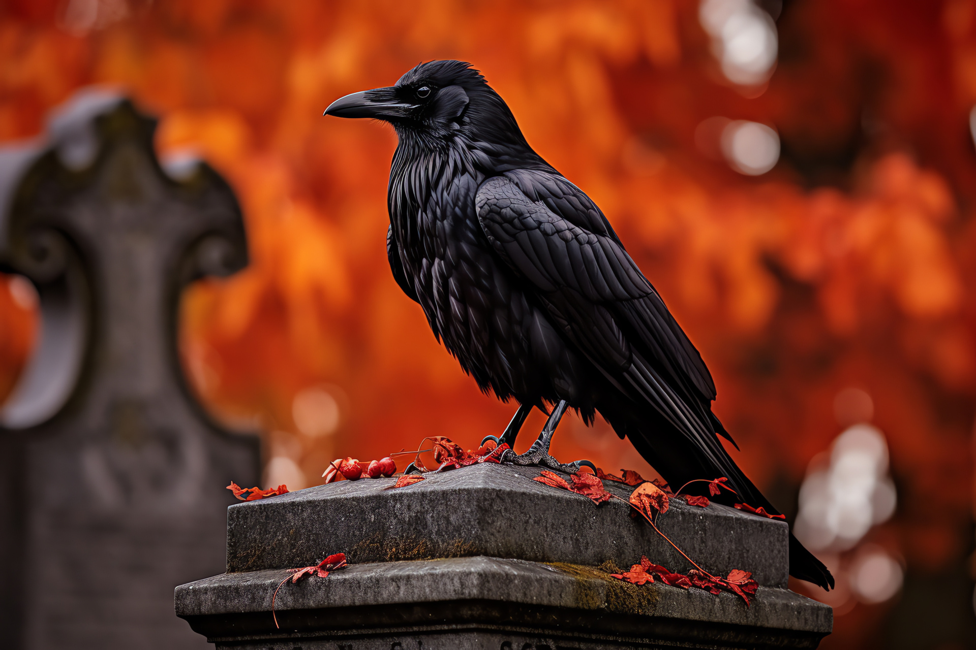 Raven, corvid brilliance, mythological bird, twilight creature, mysterious look, HD Desktop Image