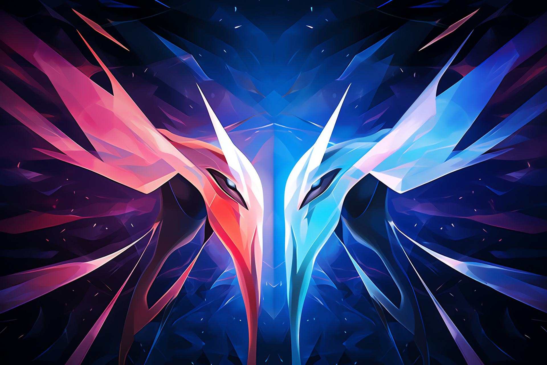 Legendary Pokemon duo, Latios and Latias, Cobalt and scarlet hues, Notable species, Mythical partnership, HD Desktop Wallpaper