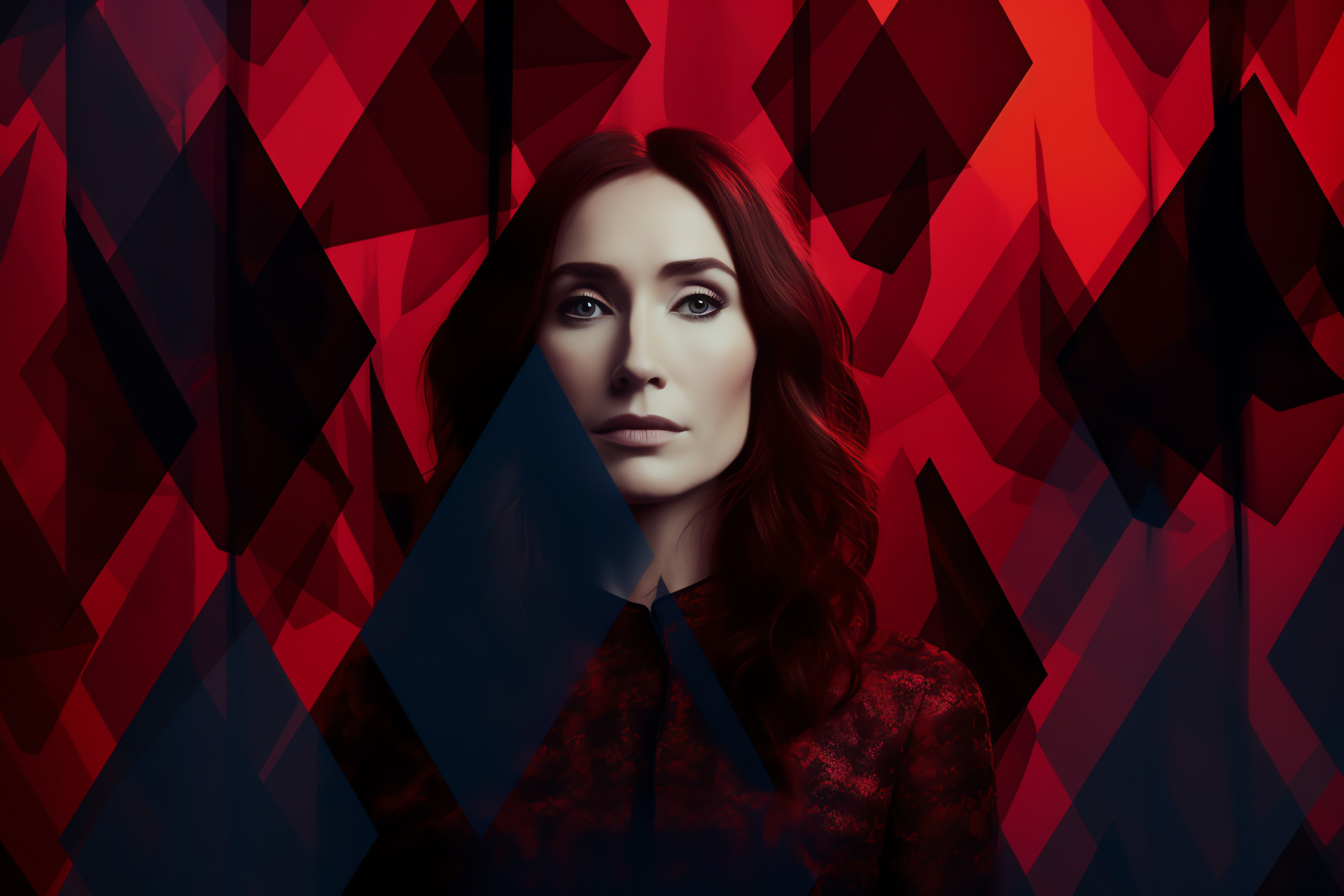 Song of Ice and Fire series, Carice van Houten as Melisandre, Game of Thrones drama, Geometric patterns, Fantasy series, HD Desktop Image