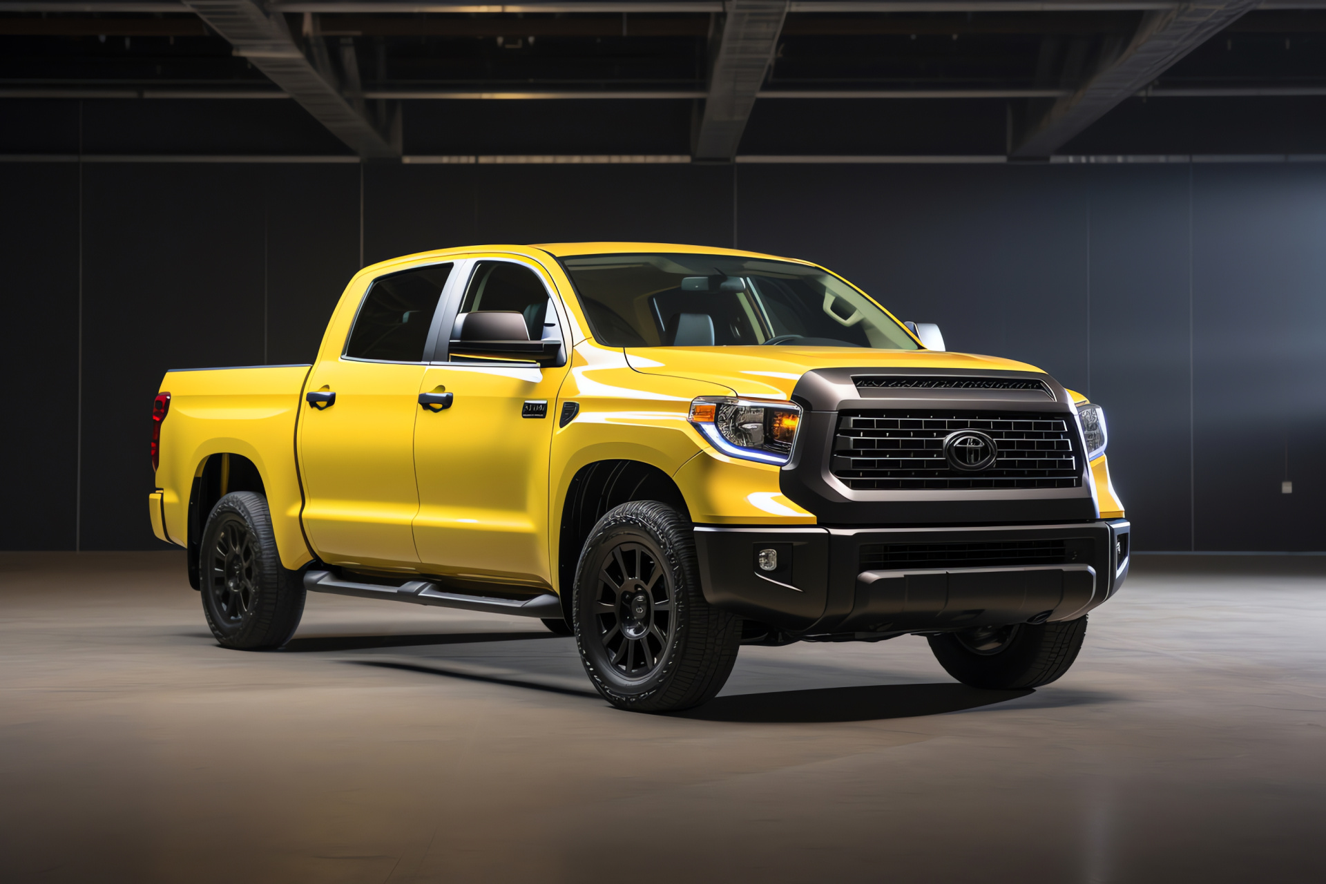 TRD Tundra, Two-tone color scheme, Truck model, Solid backdrop frame, Bold automotive presence, HD Desktop Image