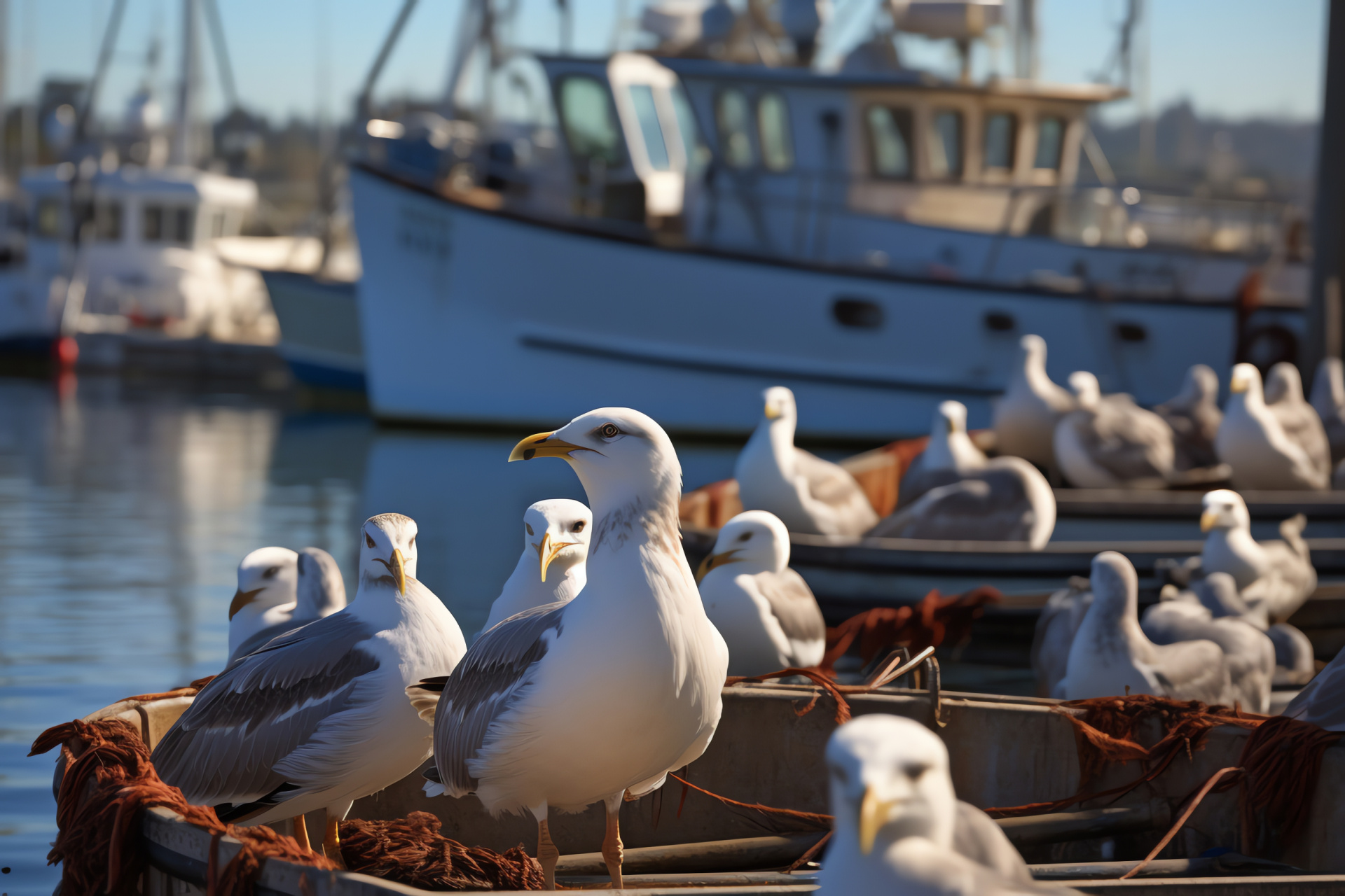 Seagulls at sea, bird species, marine birds, coastal fowl, seafaring avians, HD Desktop Wallpaper