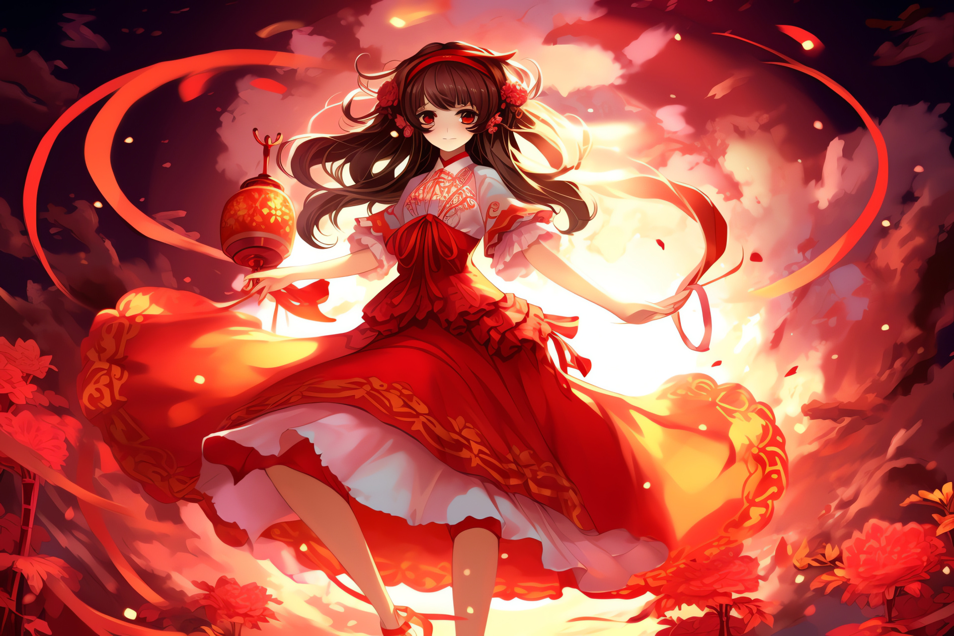 Touhou's Reimu Hakurei, Shrine guardian, Eastern fantasy games, Spiritual powers, Hakurei Shrine, HD Desktop Image