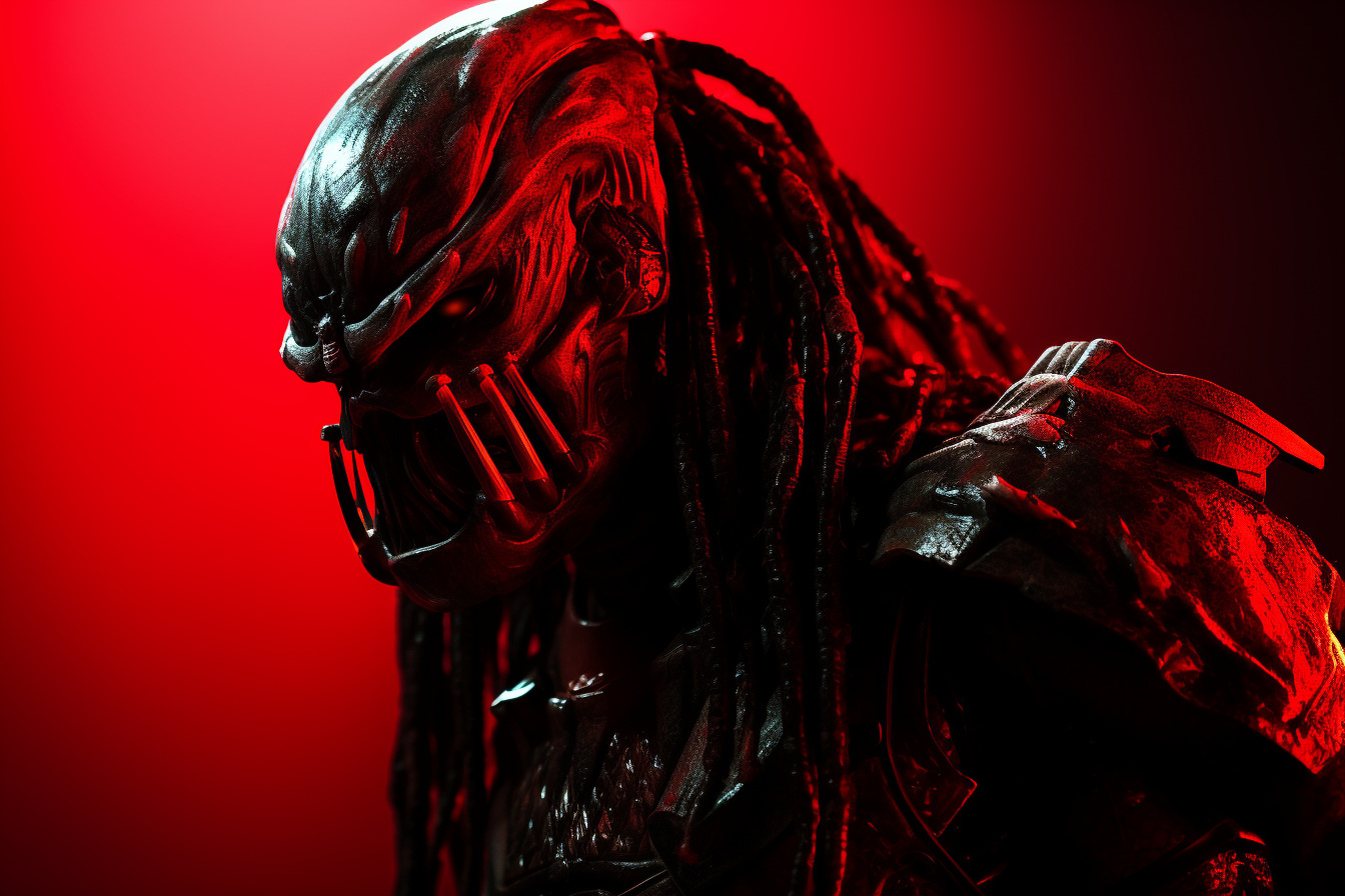 Dominant Predator figure, intense extraterrestrial gaze, armored extraterrestrial warrior, science fiction enemy, HD Desktop Wallpaper