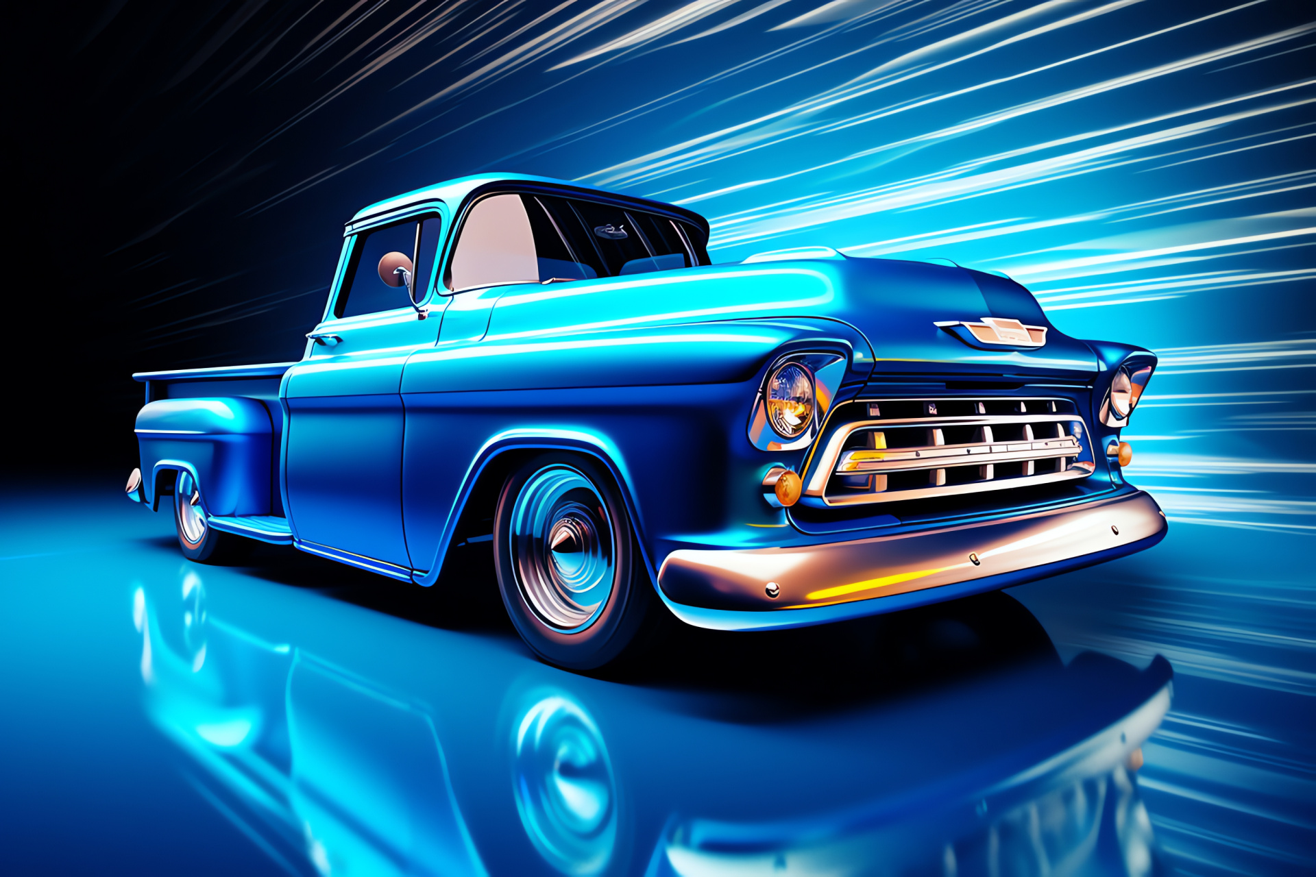 Chevy 3100 series, Classic pickup truck, Collector's blue vehicle, Vintage auto showpiece, American truck heritage, HD Desktop Wallpaper