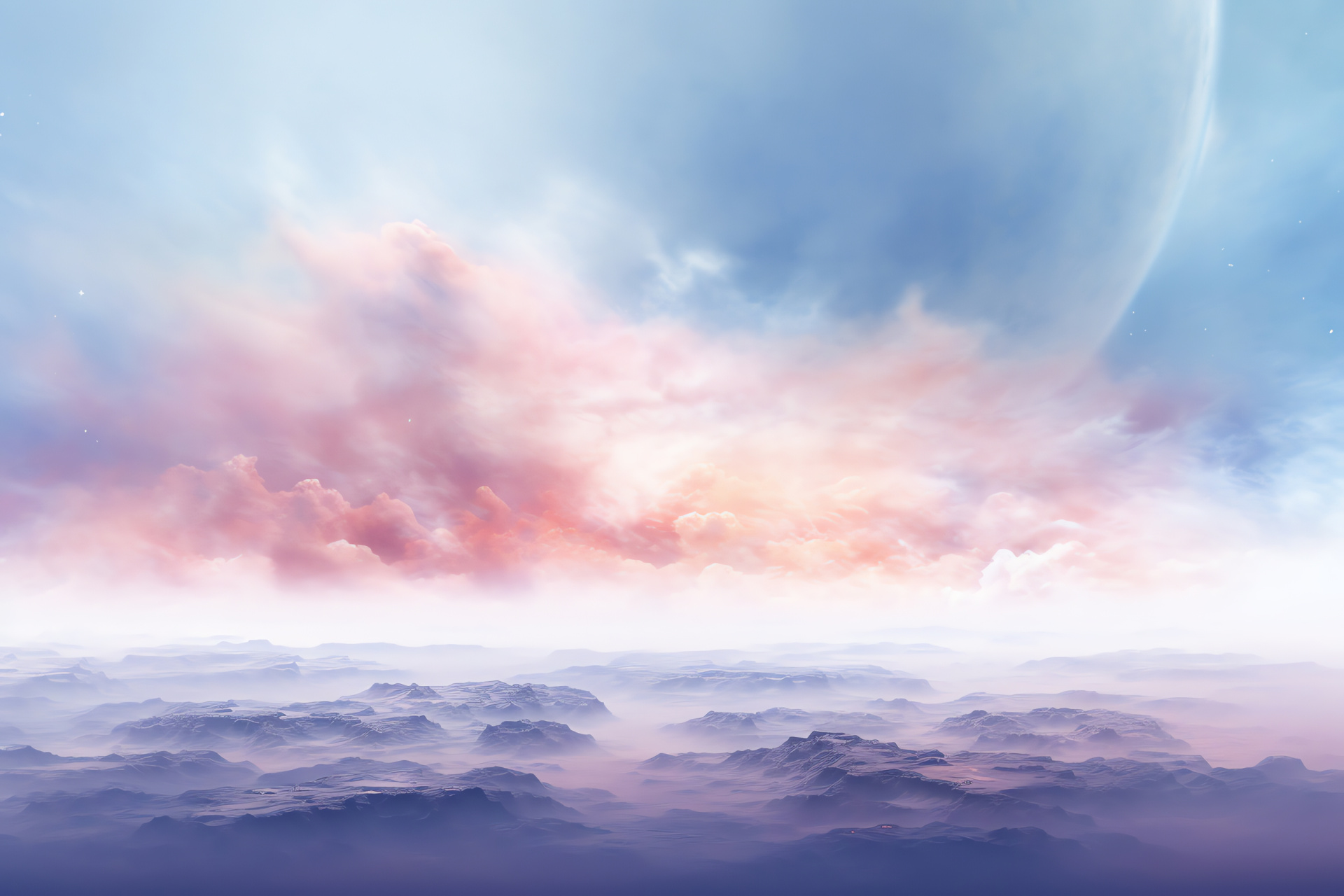 Galactic dust panorama, astronomical pastels, celestial tranquility, rosy interstellar cloud, HD Desktop Image