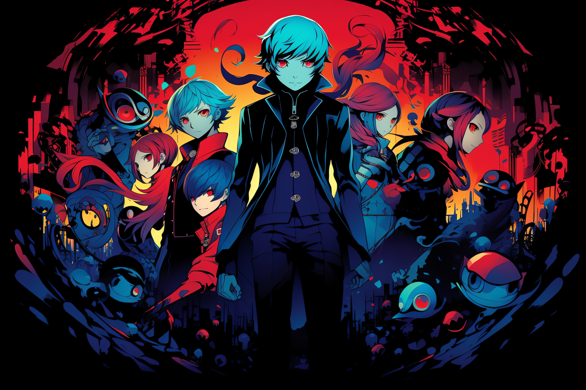 Persona Q journey, Mitsuru Kirijo in action, Akihiko Sanada character, Persona role-play, Gaming experience, HD Desktop Image