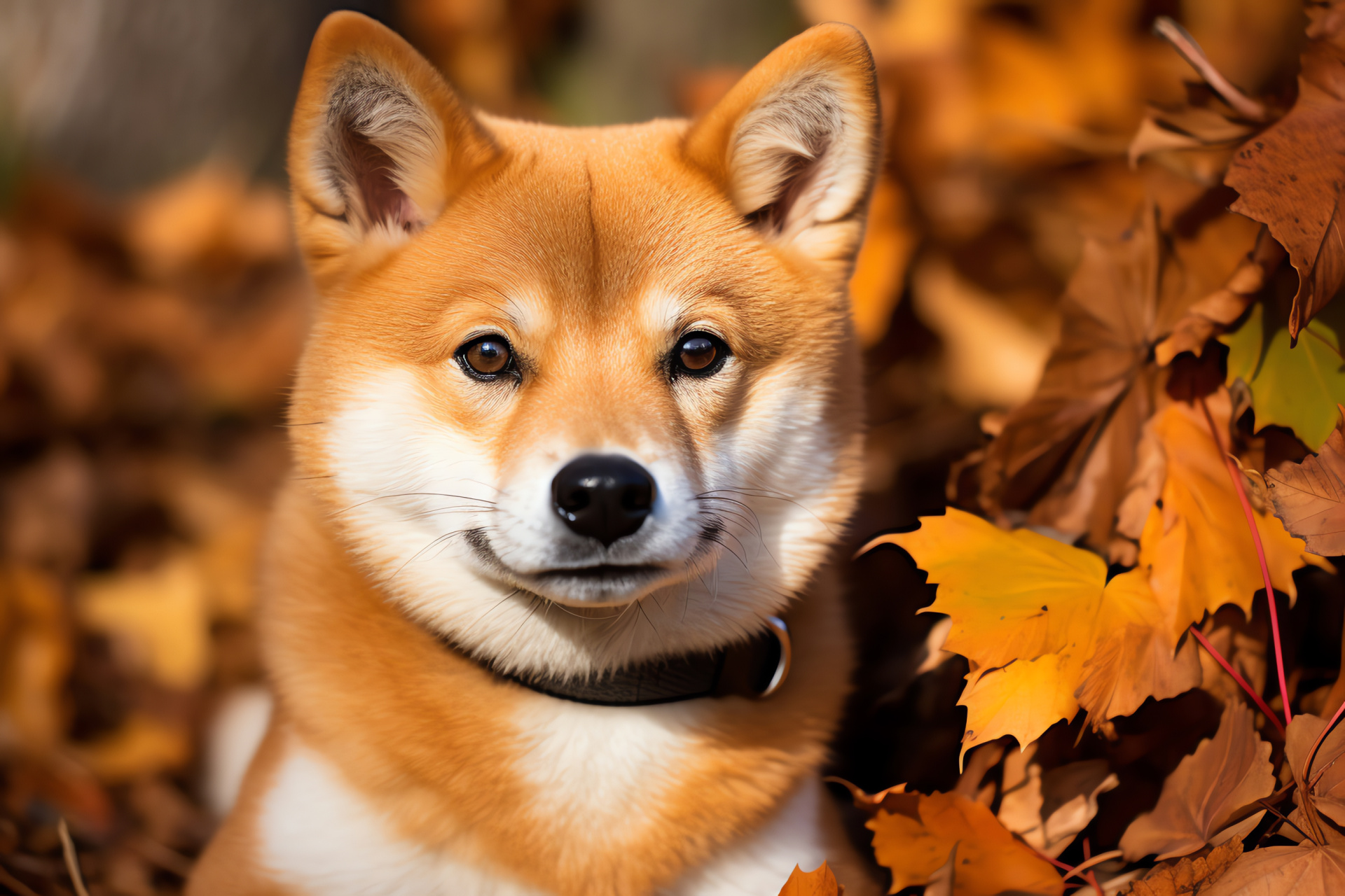 Shiba Inu pet, Japanese domestic dog, Canine portrait, Dog breed, Autumn season pet, HD Desktop Wallpaper