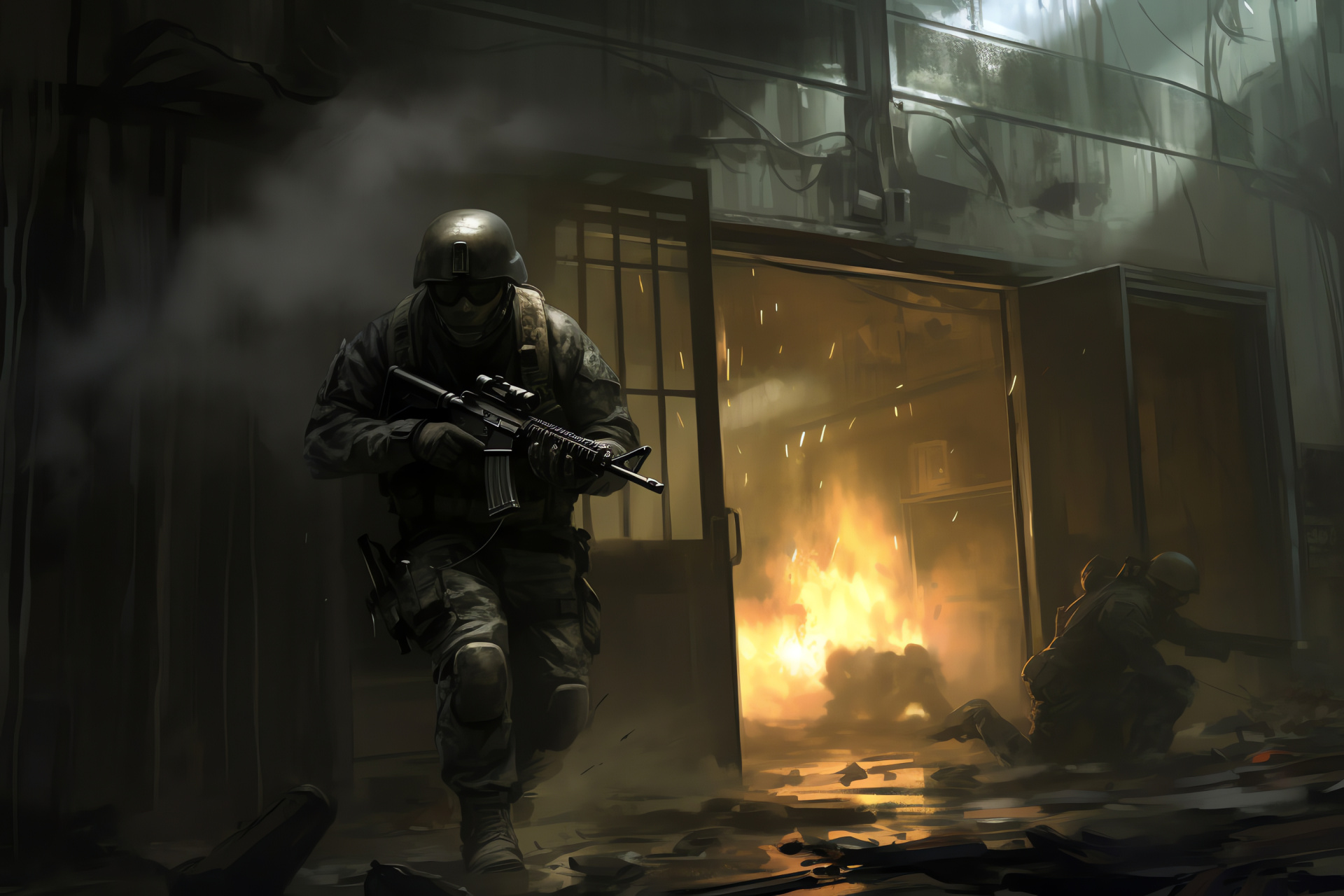 Shepherd with SPAS-12, isolation setting, strategic gameplay, dynamic sequence, imminent threat, HD Desktop Wallpaper