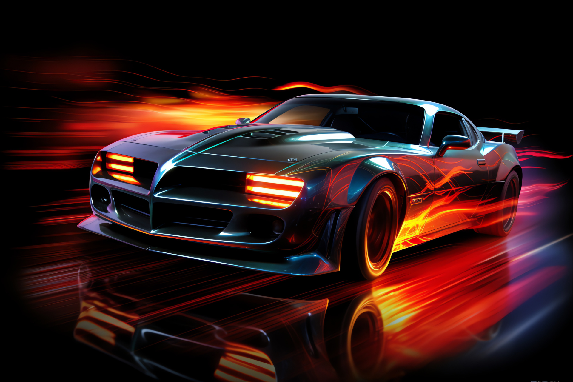 Ws6 Trans Am 2002, radiant coat, illuminated ambiance, automotive artistry, lightwork spectacle, HD Desktop Wallpaper