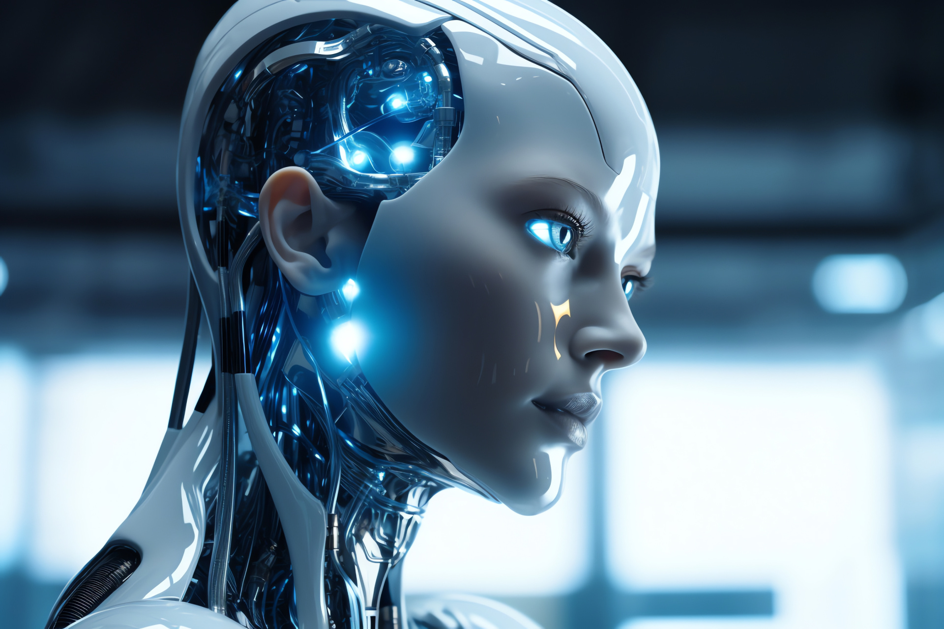Future humanoid robot, Cybernetic being, Artificial intelligence, Robotic enhancement, Technological singularity, HD Desktop Image