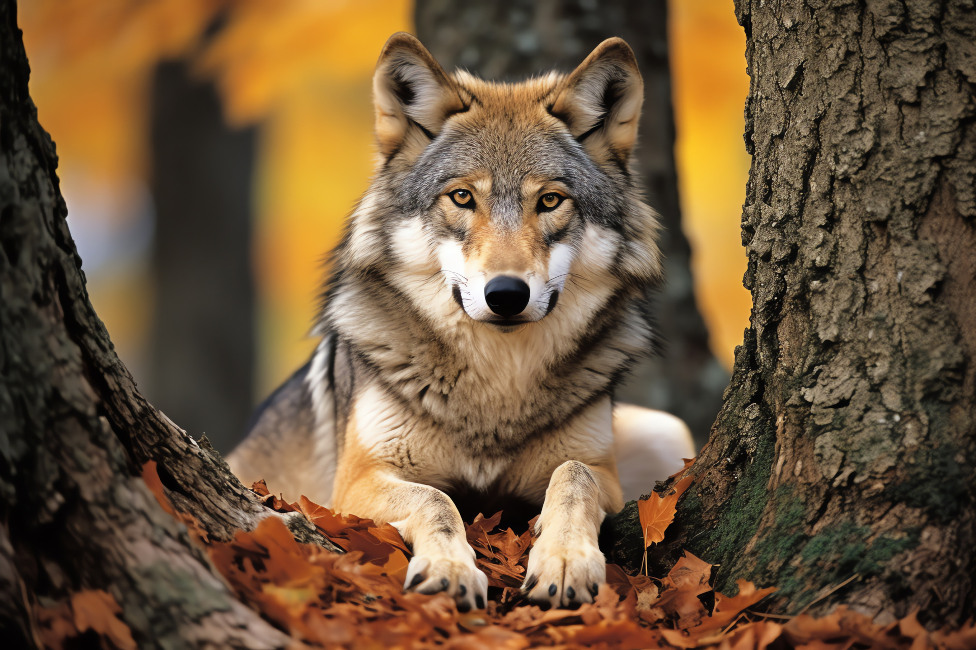 Woods fauna, Timber Wolf, Majestic creature, Forest mammal, Canid, HD Desktop Wallpaper