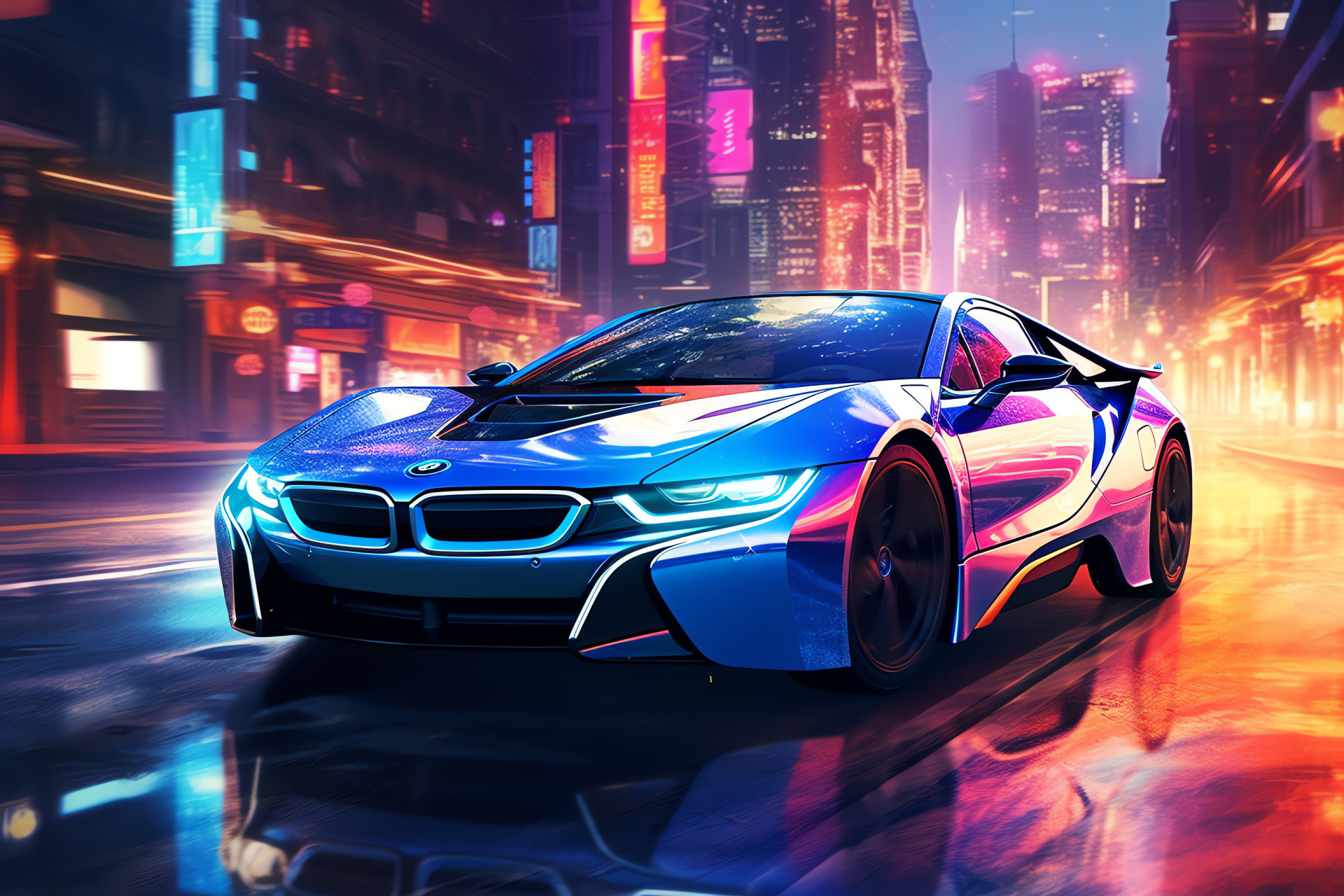 BMW i8 Coupe, Plug-In Hybrid, Futuristic Design, Urban Technology, Electrified Performance, HD Desktop Wallpaper