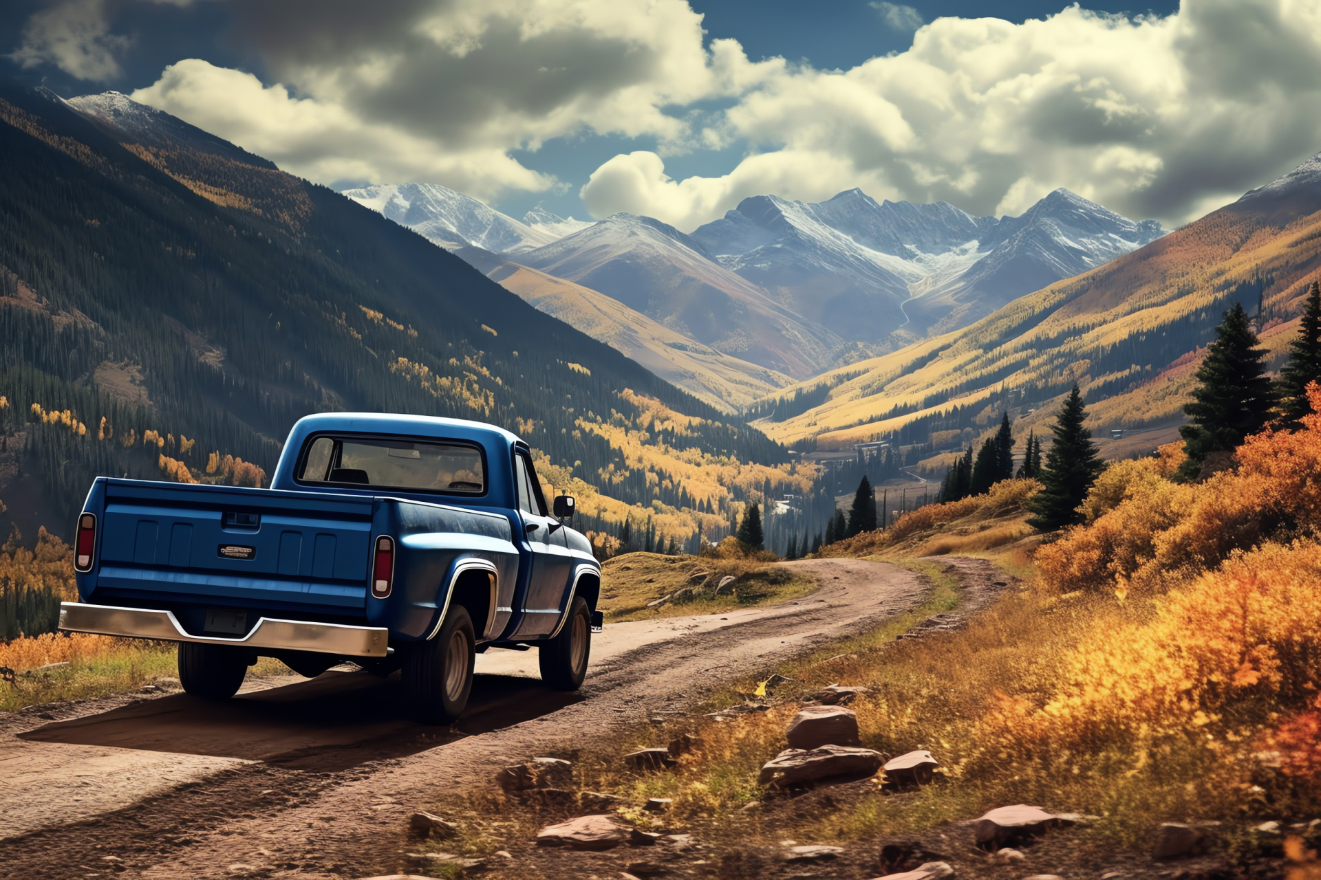 Ford Ranger pickup, Colorado landscape, Mountainous terrain, Indigo automotive paint, Rugged design, HD Desktop Image