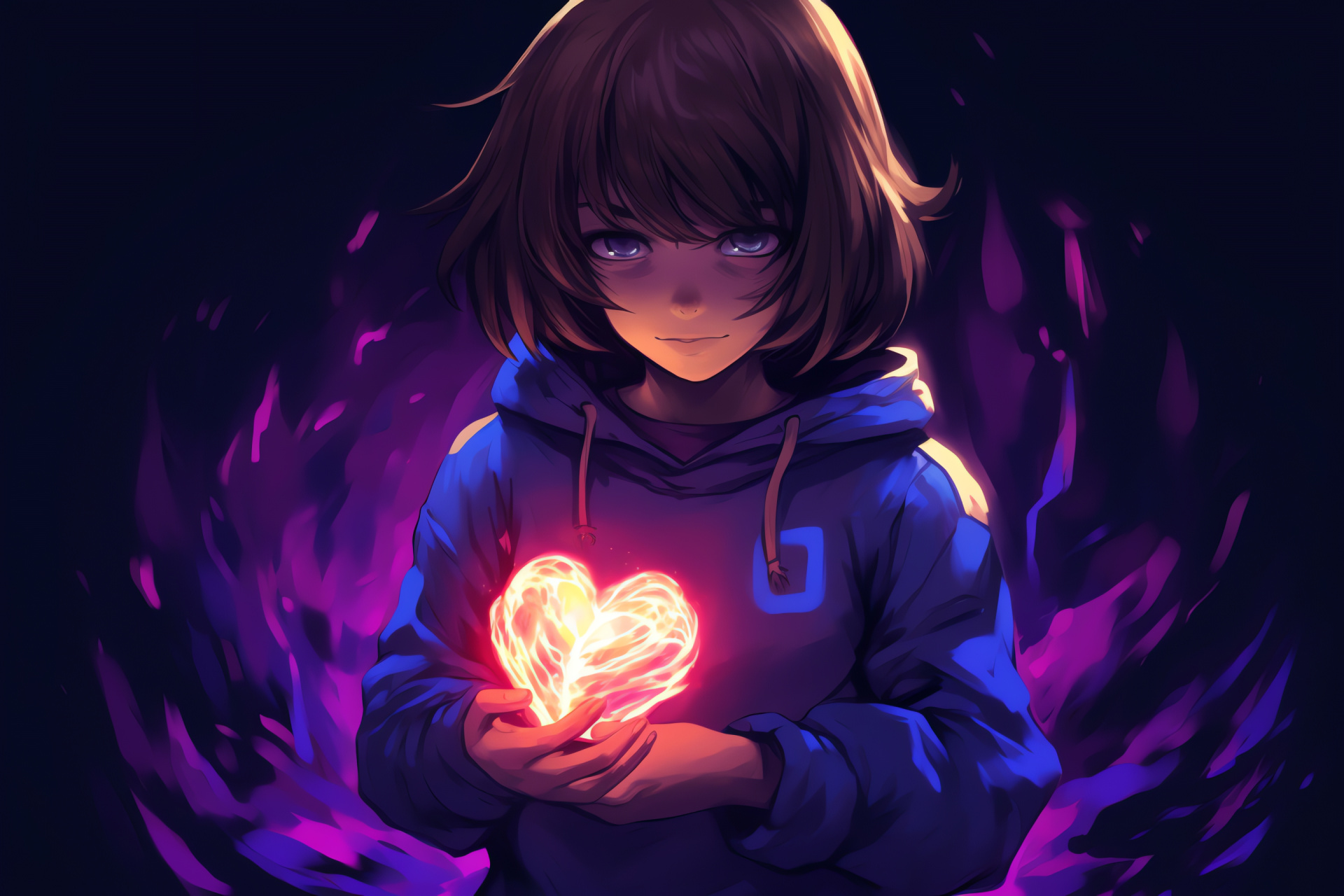 Lead role Frisk, Undertale tale, Intrepid star, Verdant stare, Detailed close-up, HD Desktop Wallpaper