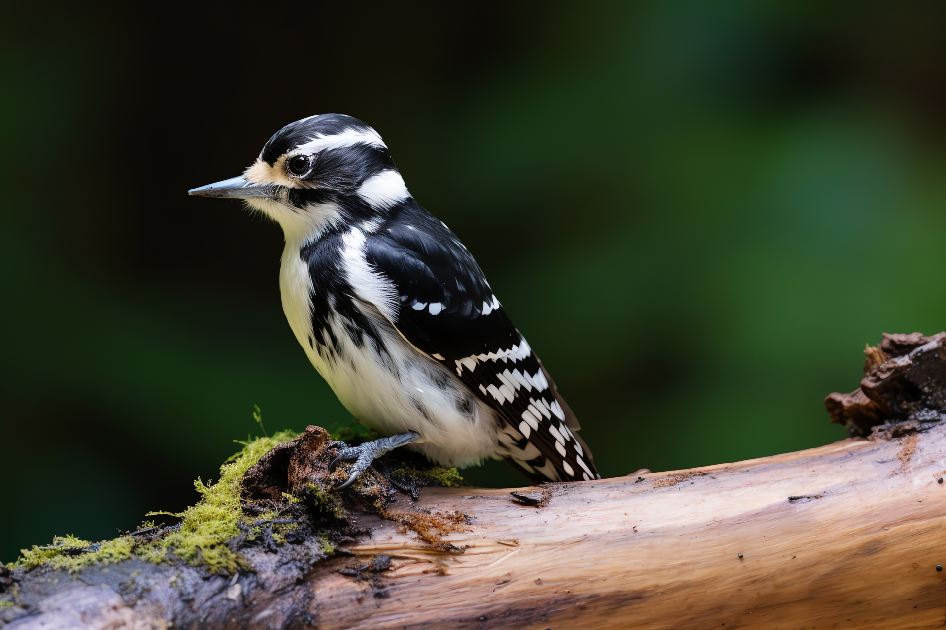 Hairy woodpecker, Picoides villosus, Birdwatcher's subject, Log pecker, Woodland ecosystem, HD Desktop Image