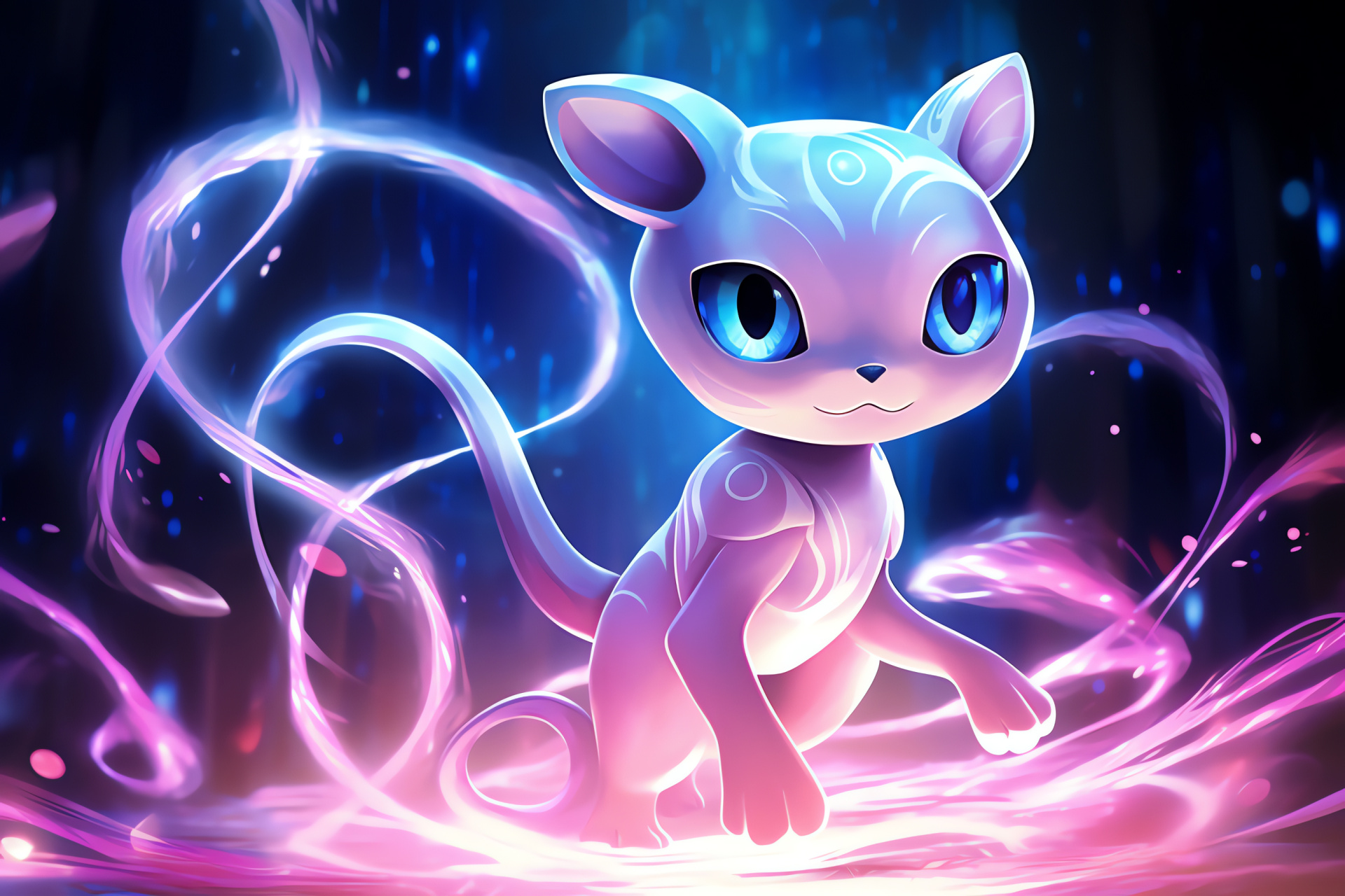 Mythical Mew, Psychic-type, gaming float, sapphire look, Pokmon legend, HD Desktop Wallpaper