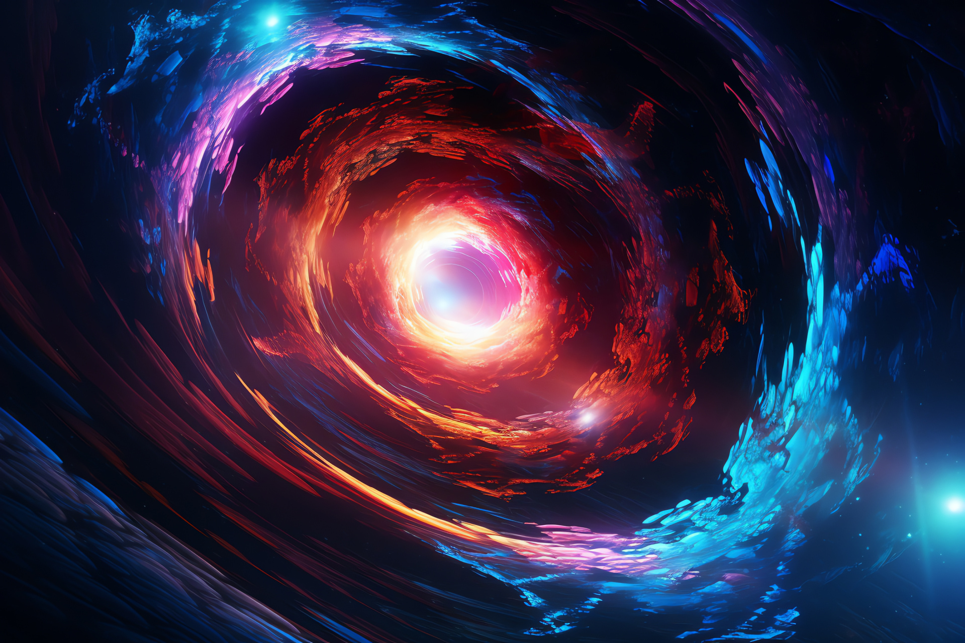 Futuristic wormhole, Swirling space passage, Force of gravity, Space-time distortion, Wormhole theory visualization, HD Desktop Image