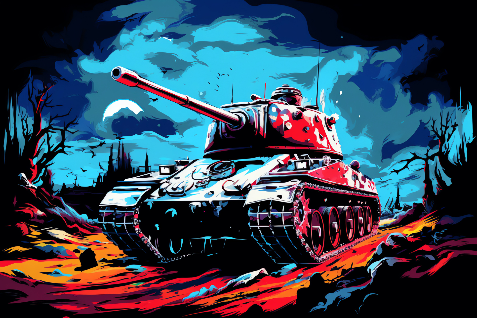 World War II drama, Normandy military conflict, Armored division, War-torn scene, Cinematic warfare, HD Desktop Image