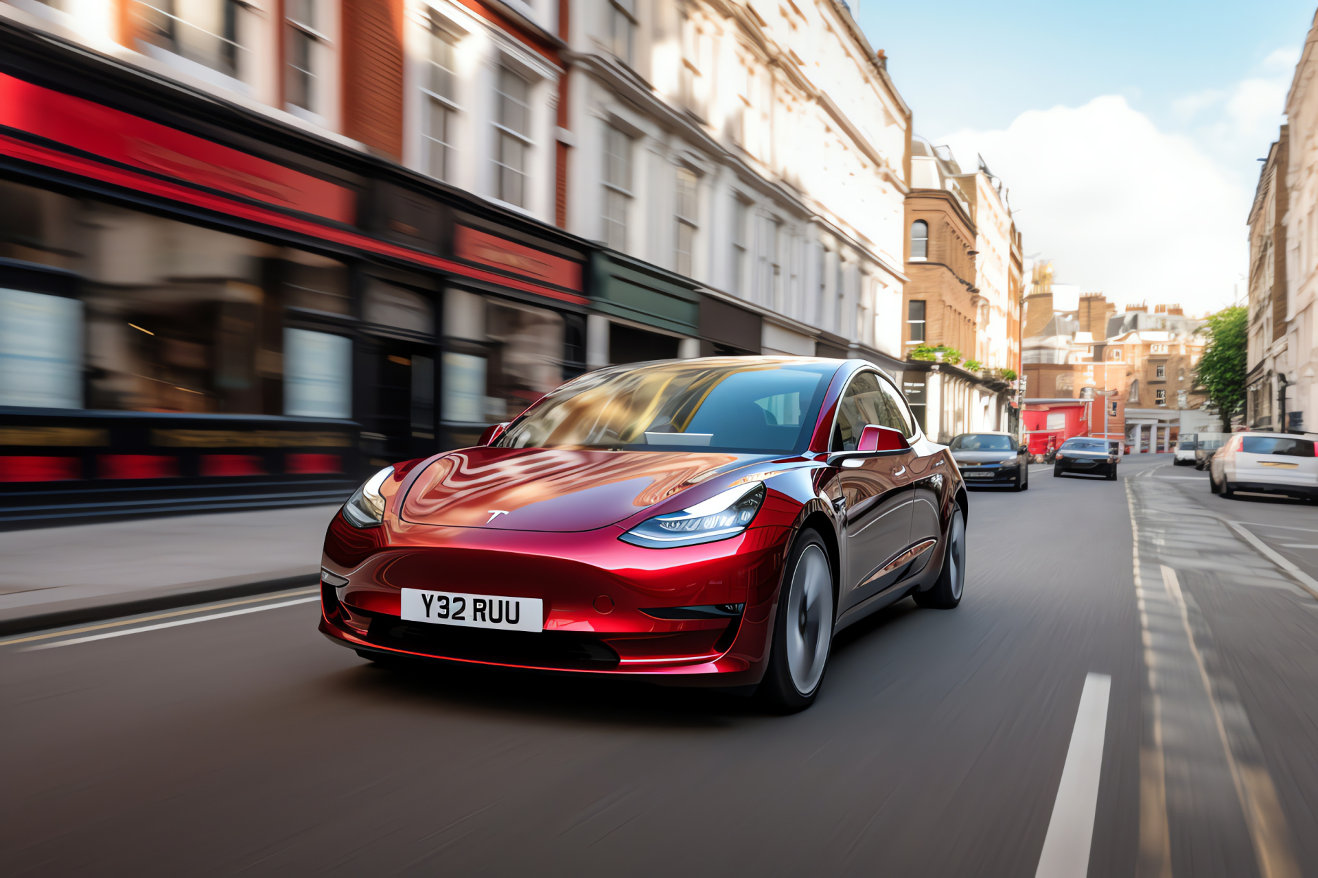 Tesla Model 3, Sustainable transportation, City driving, Electric car lifestyle, Contemporary roadways, HD Desktop Wallpaper