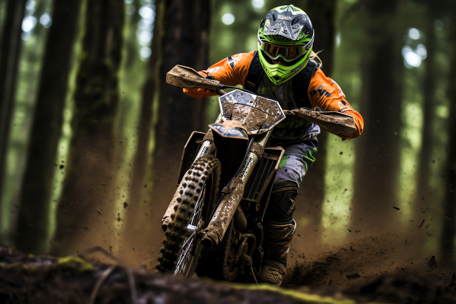 Supercross women's team, Off-road biking, Forested adventure, Motocross competition, Enduro challenge, HD Desktop Wallpaper