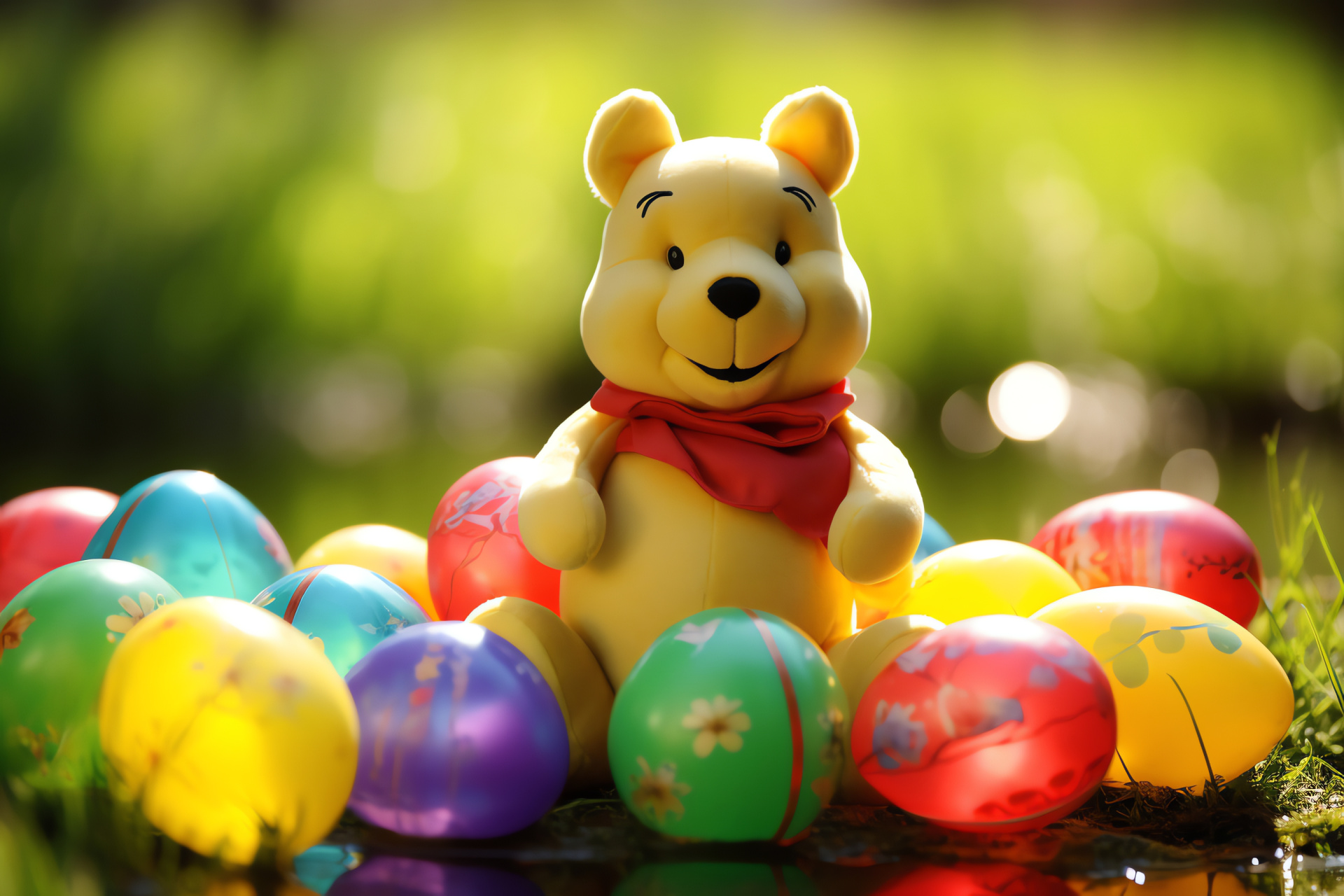 A.A. Milne character, Spring holiday, Rabbit outfit, Hidden eggs, Verdant field, HD Desktop Wallpaper