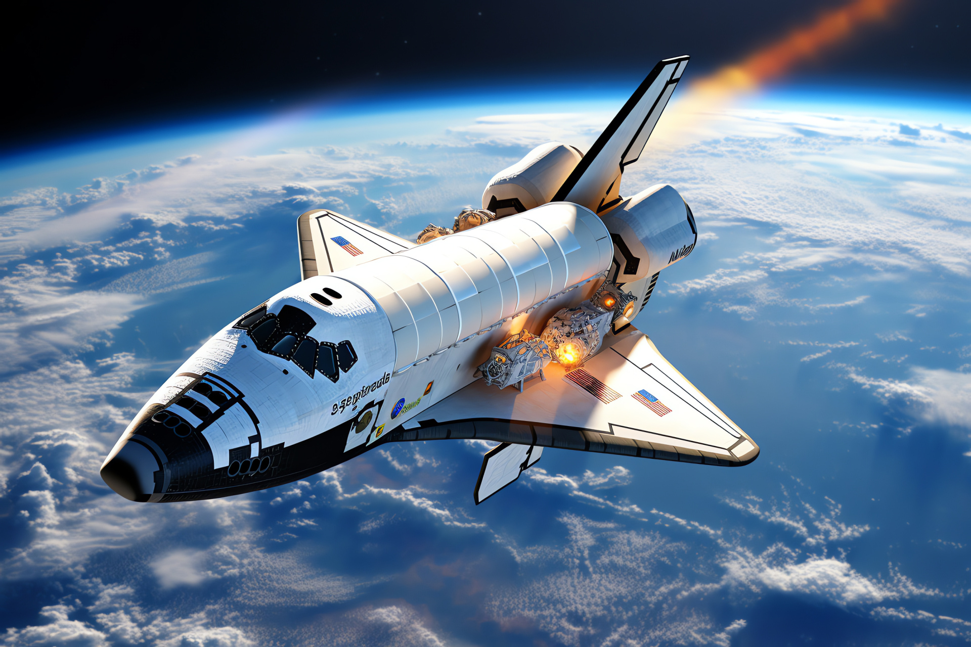 Aerospace vehicle, Mobile space facility, Zero gravity effect, Astronaut workplace, Orbital perspective, HD Desktop Wallpaper