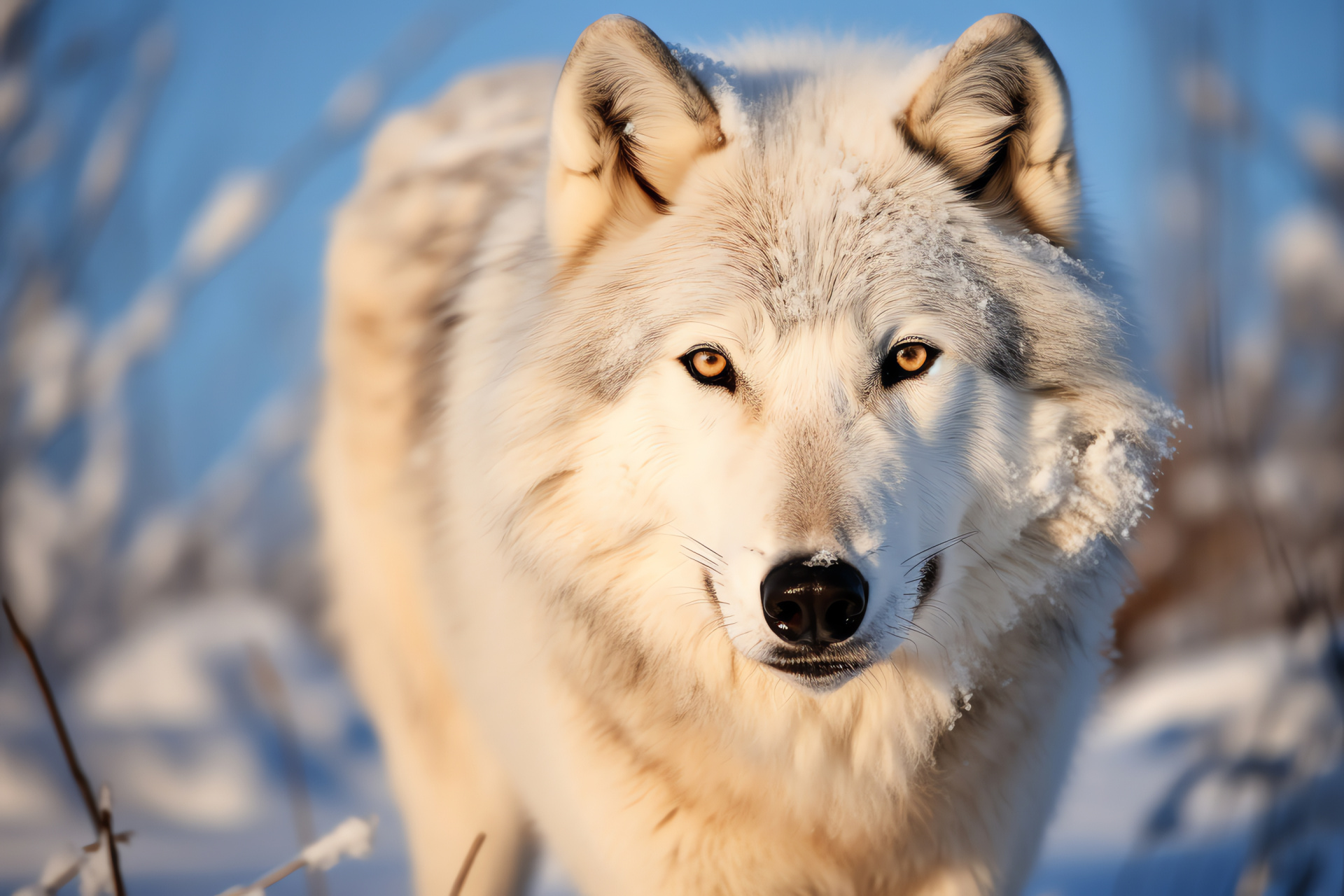 Arctic Wolf habitat, Midnight sun companion, Ice-bound domain, Lupine gaze, Northern wilderness, HD Desktop Image