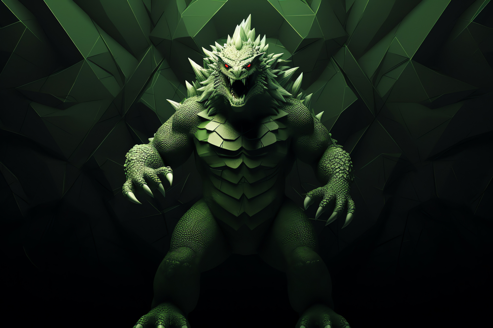 Pocket Monster Tyranitar, Piercing gaze, Terrifying draconic features, Foreboding presence, Stark contrast, HD Desktop Image