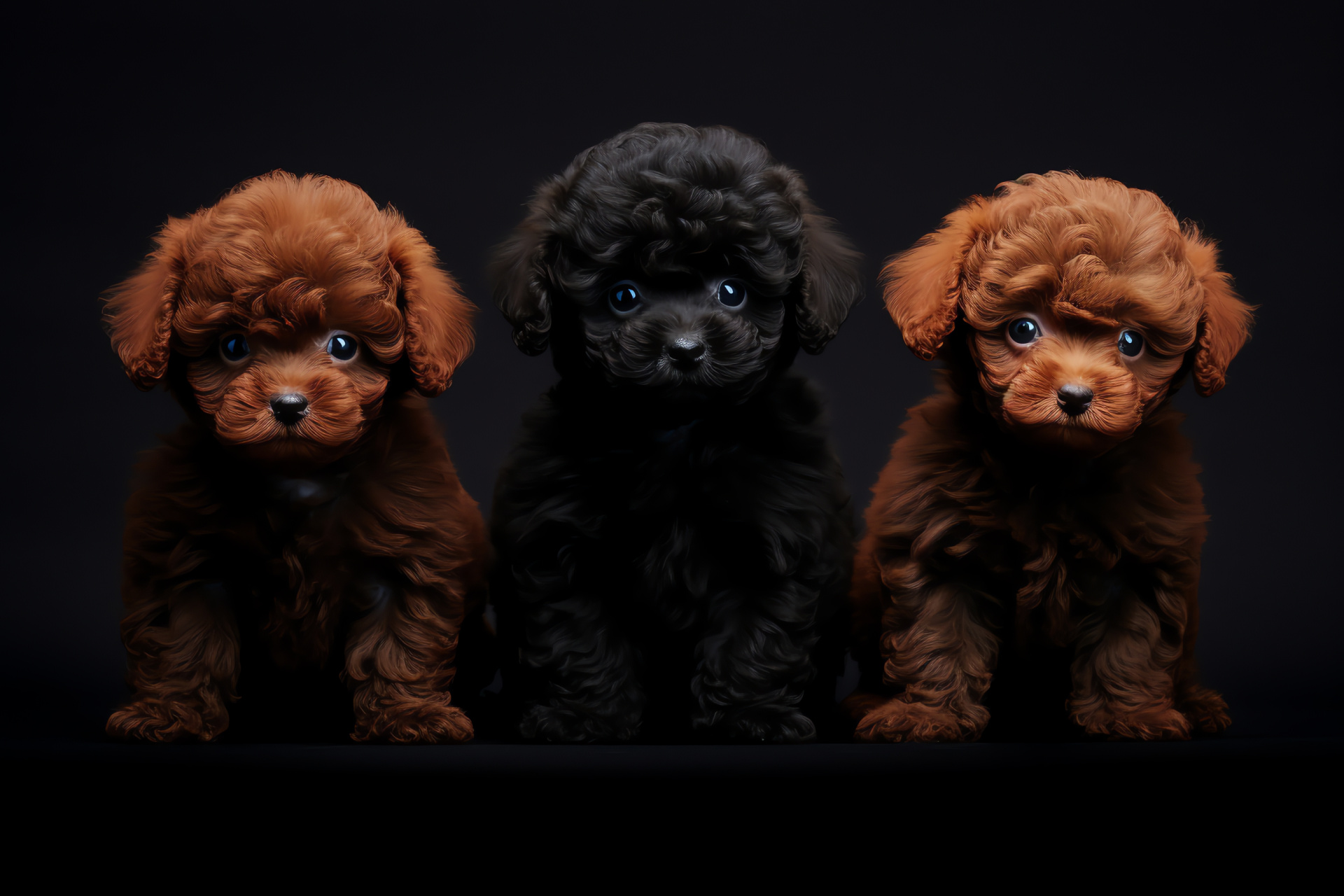 Teacup Poodle puppies, Diminutive pets, Miniature breed, Curled apricot fur, Distinct fluffy texture, HD Desktop Image