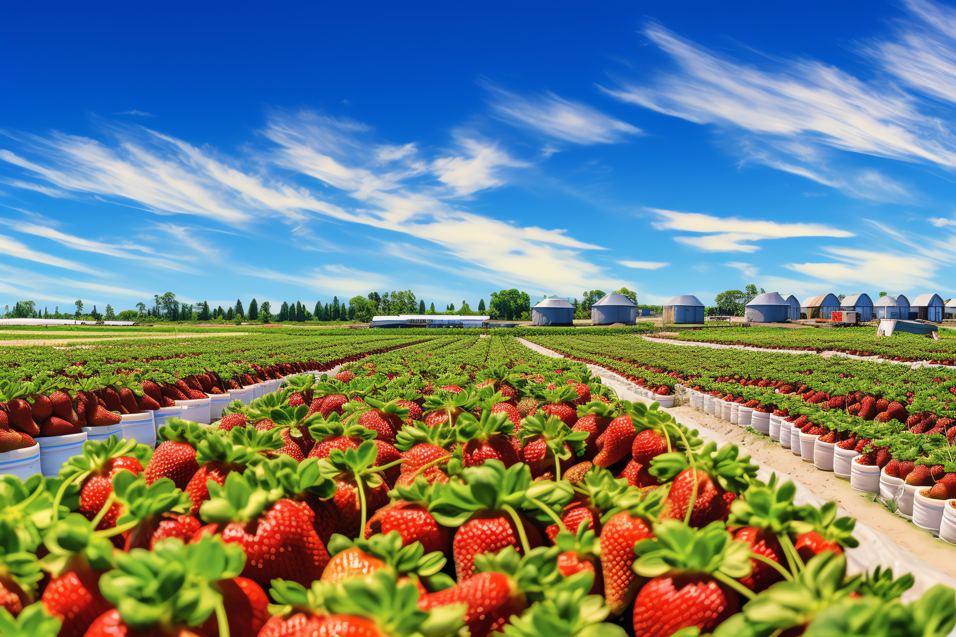 Agricultural strawberry fields, Picking season, Agricultural workers, Mature berry selection, Wooden crates filled, HD Desktop Image