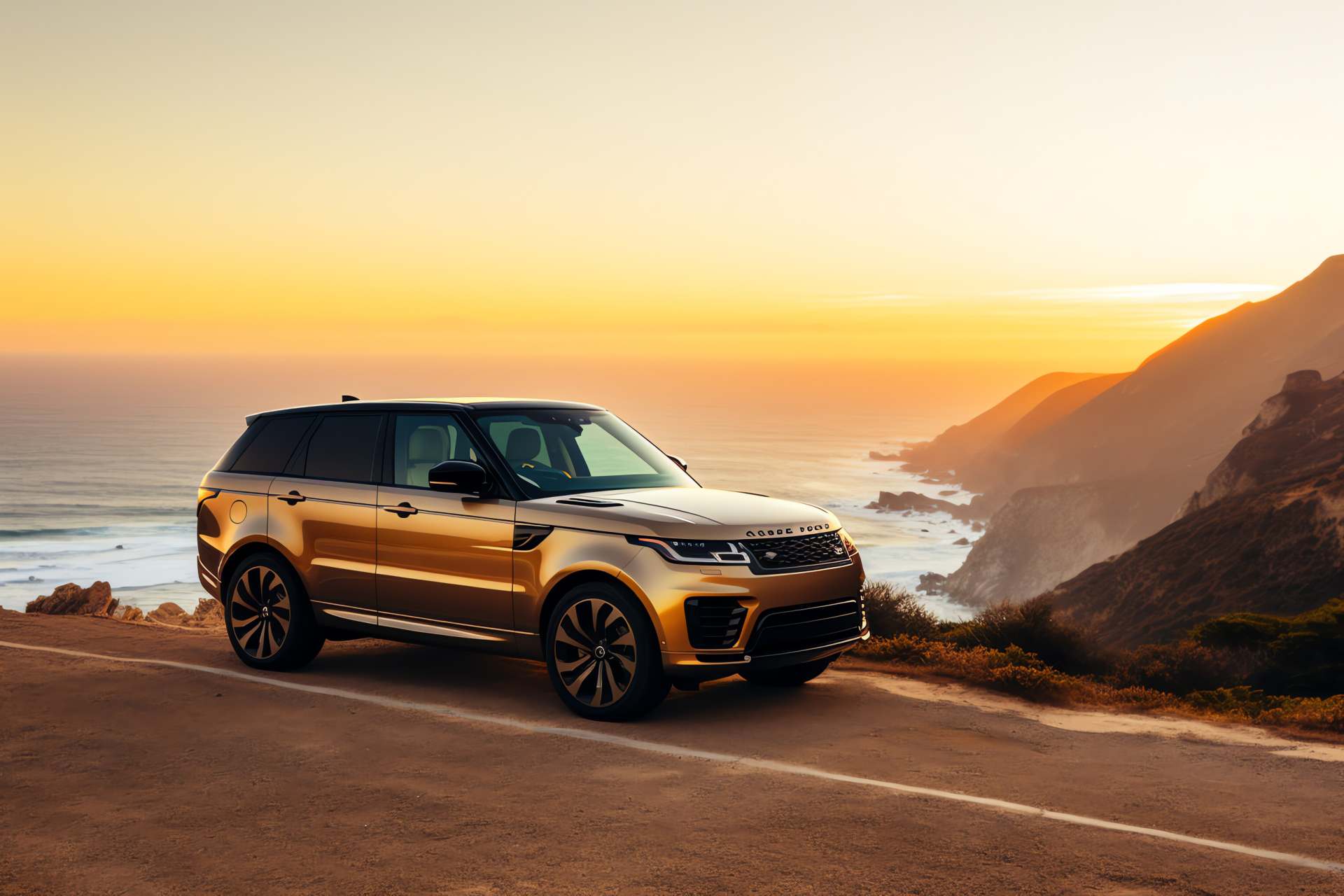 Range Rover Sport 2018, Luxury SUV, Coastal highway drive, Pacific Ocean coastline, Beaches of California, HD Desktop Wallpaper