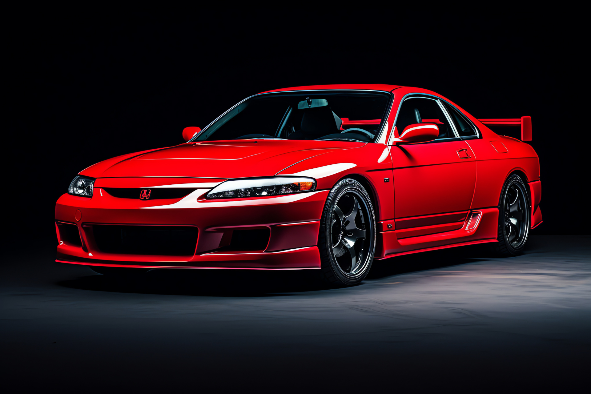 Nissan Silvia S15, sports coupe, radiant red aerial depiction, monochrome red background, HD Desktop Image