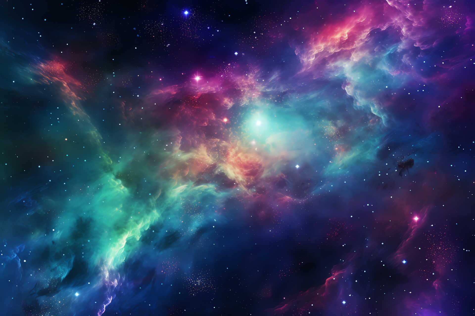 Nebula dynamic, Vibrant HD space, Universal symphony, Energetic cosmos, Celestial blues, HD Desktop Wallpaper