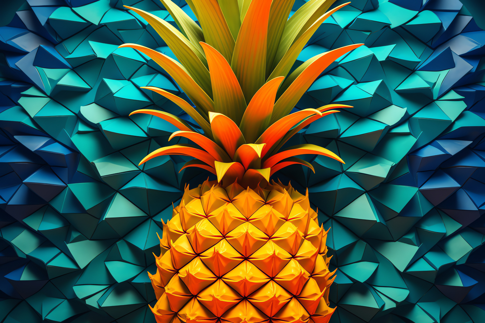 Geometric pineapple design, Abstract fruit art, Pineapple silhouette, Modern pattern, Creative culinary, HD Desktop Image