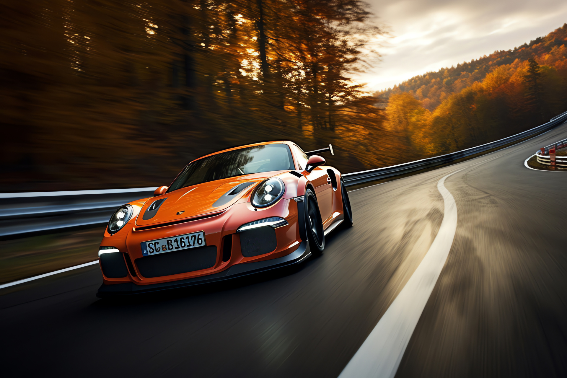 Porsche GT3, Nordschleife circuit, German motorsport, Scenic track view, European landscape, HD Desktop Image