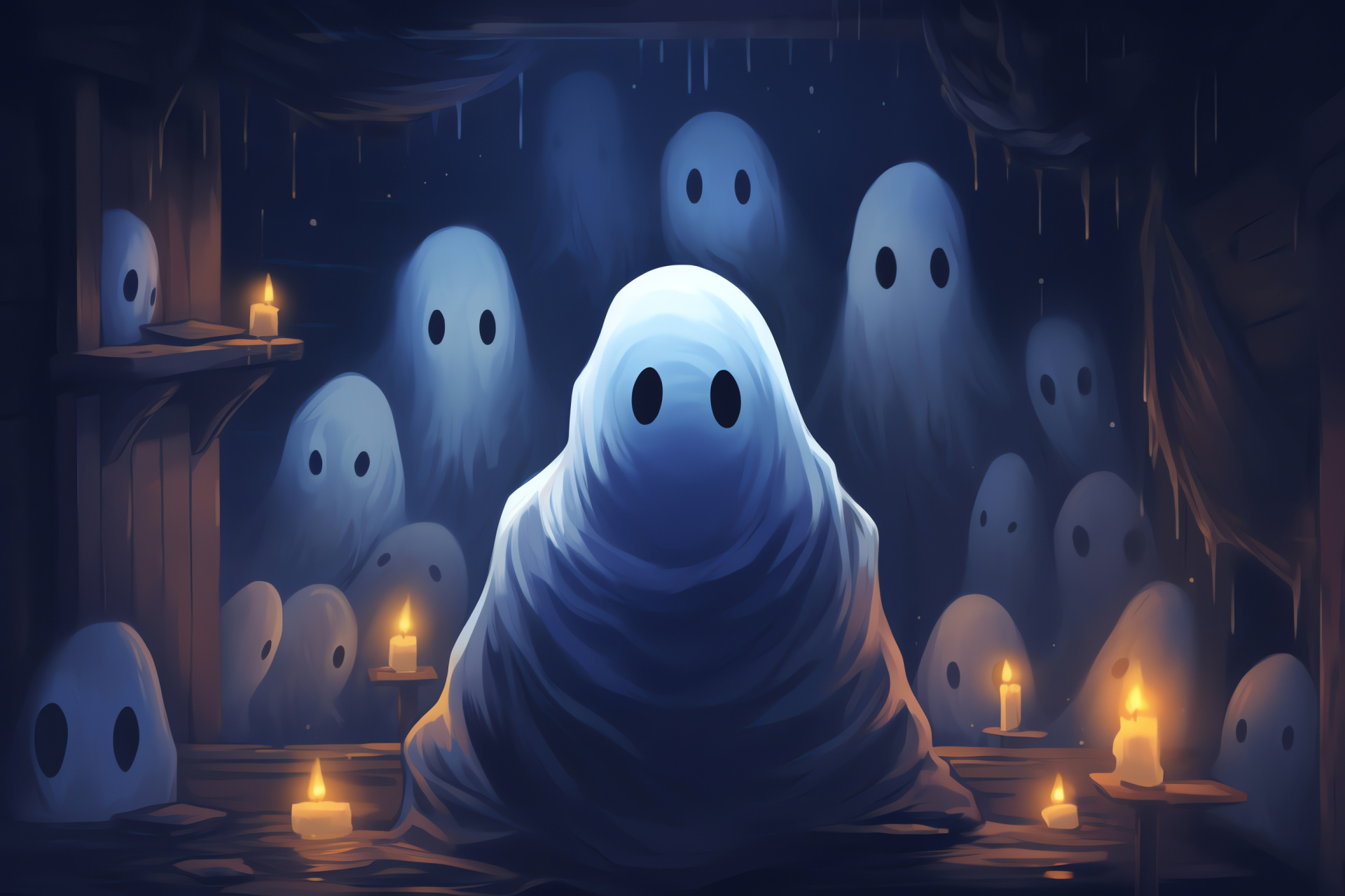 Napstablook, Spooky spectral figure, Undertale universe, Apologetic demeanor, Ghostly visage, HD Desktop Wallpaper