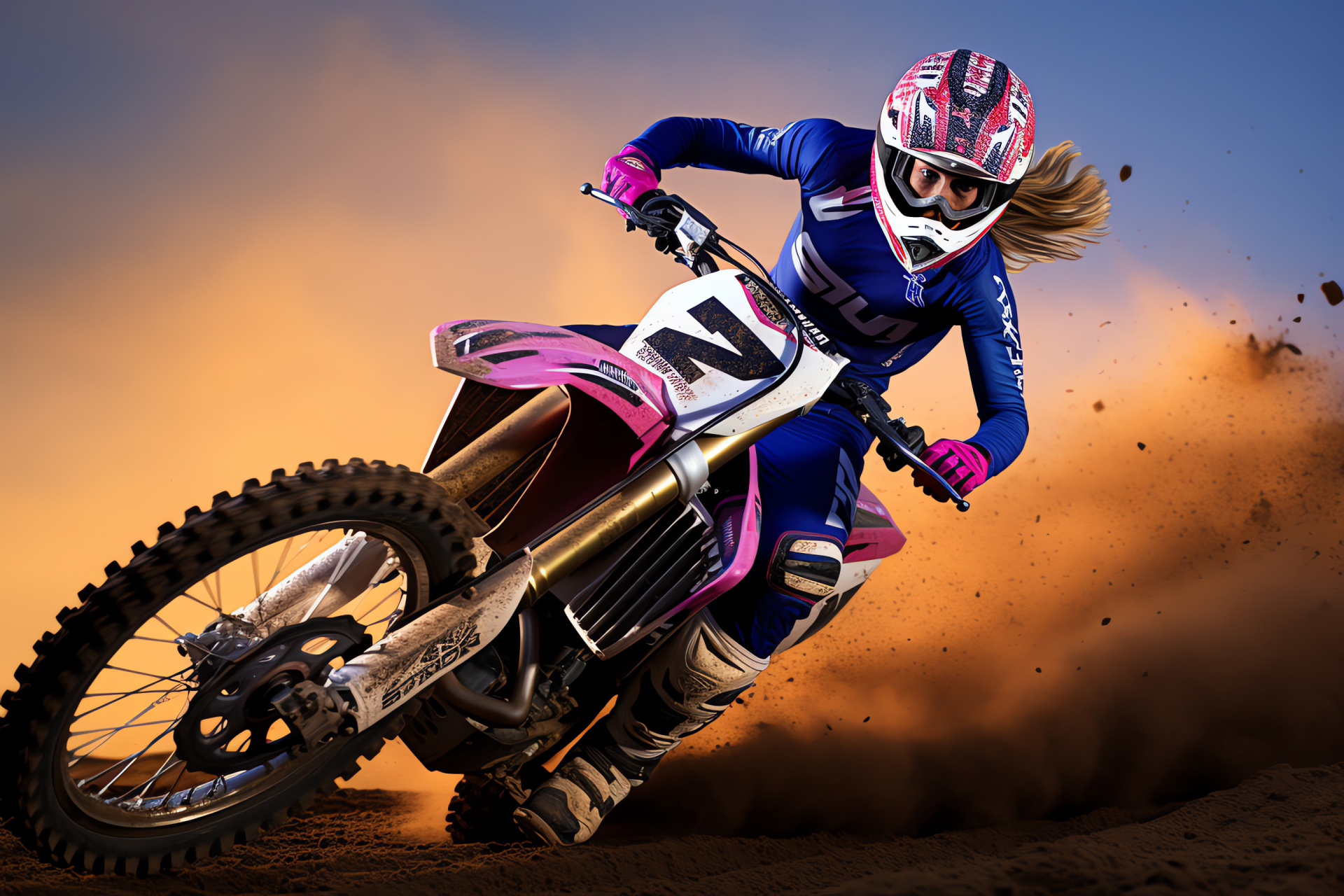 Supercross athletes, Motocross gear, Yamaha motorbike, Dynamic sports, Protective helmet, HD Desktop Image